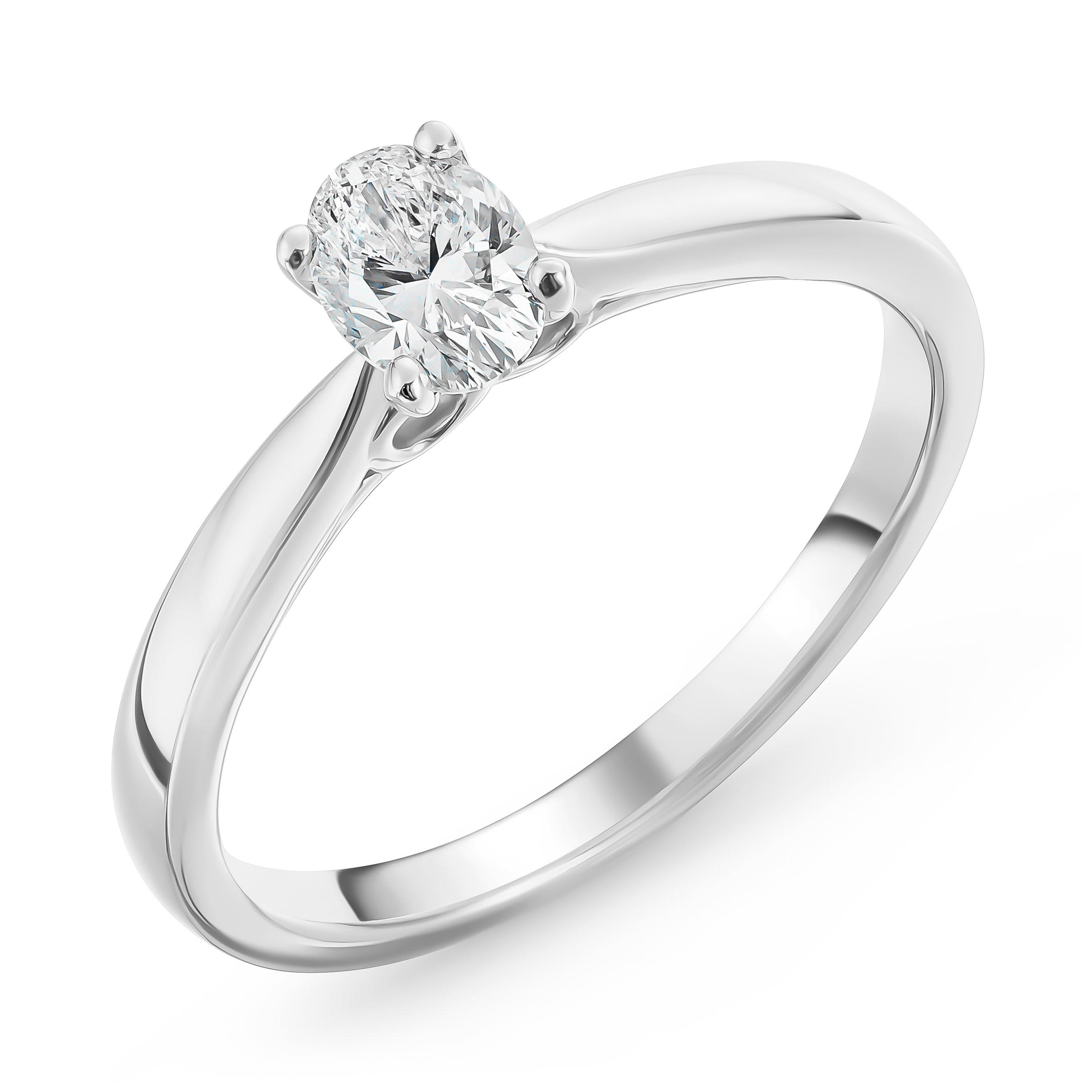 Beyond Brilliance 18ct White Gold Oval Shaped Diamond Solitaire Ring