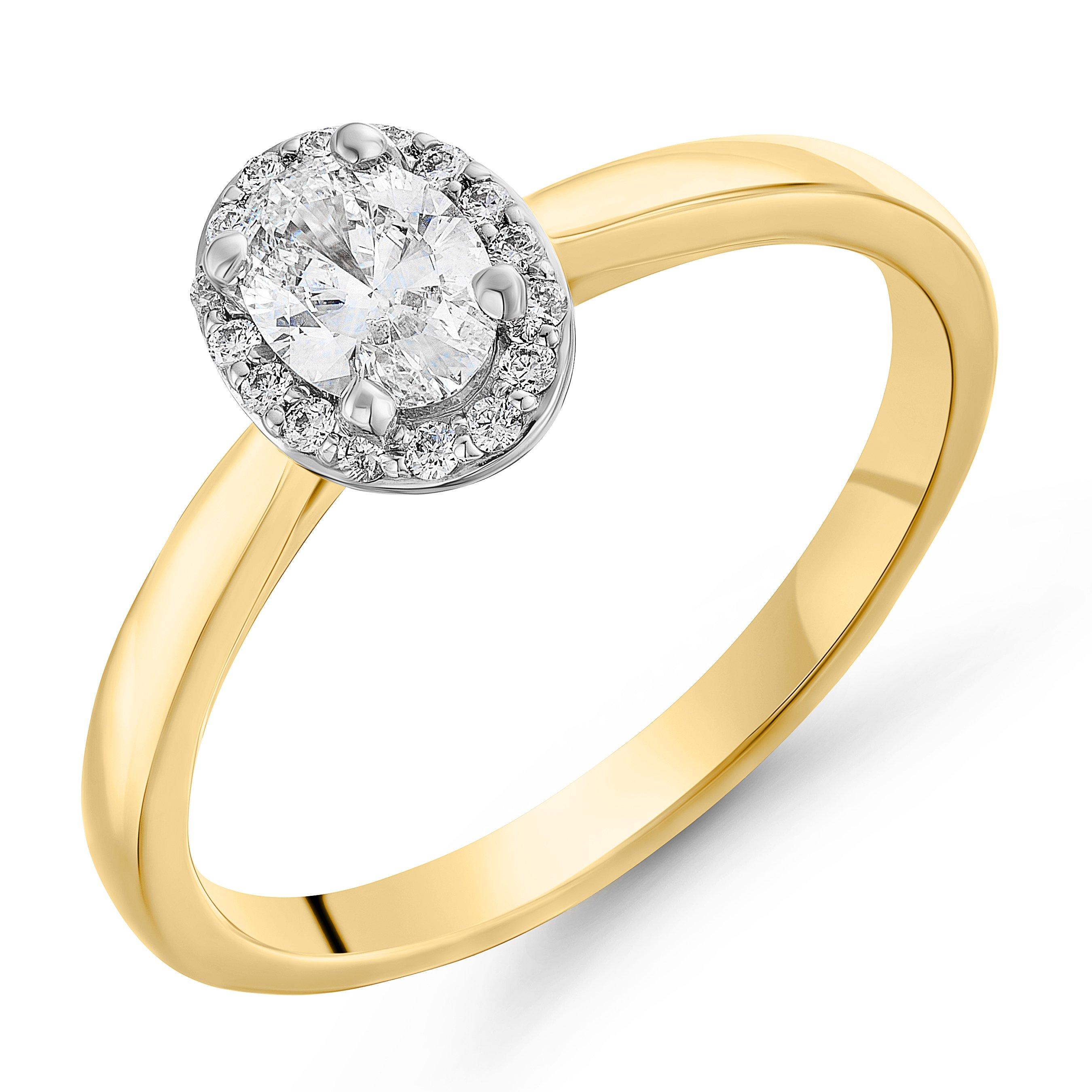 Beyond Brilliance 18ct Yellow Gold Oval Shaped Diamond Halo Ring