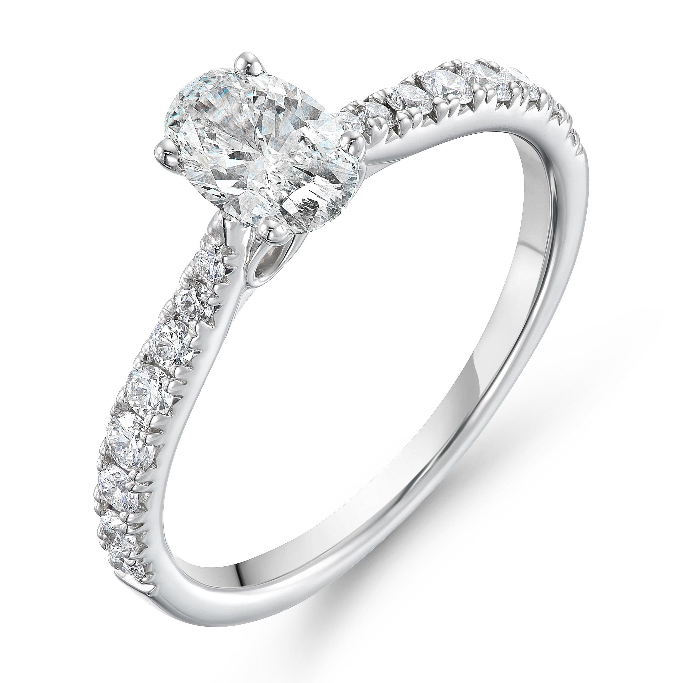 Beaverbrooks Beyond Brilliance 18ct White Gold Oval Shaped Diamond Solitaire Ring