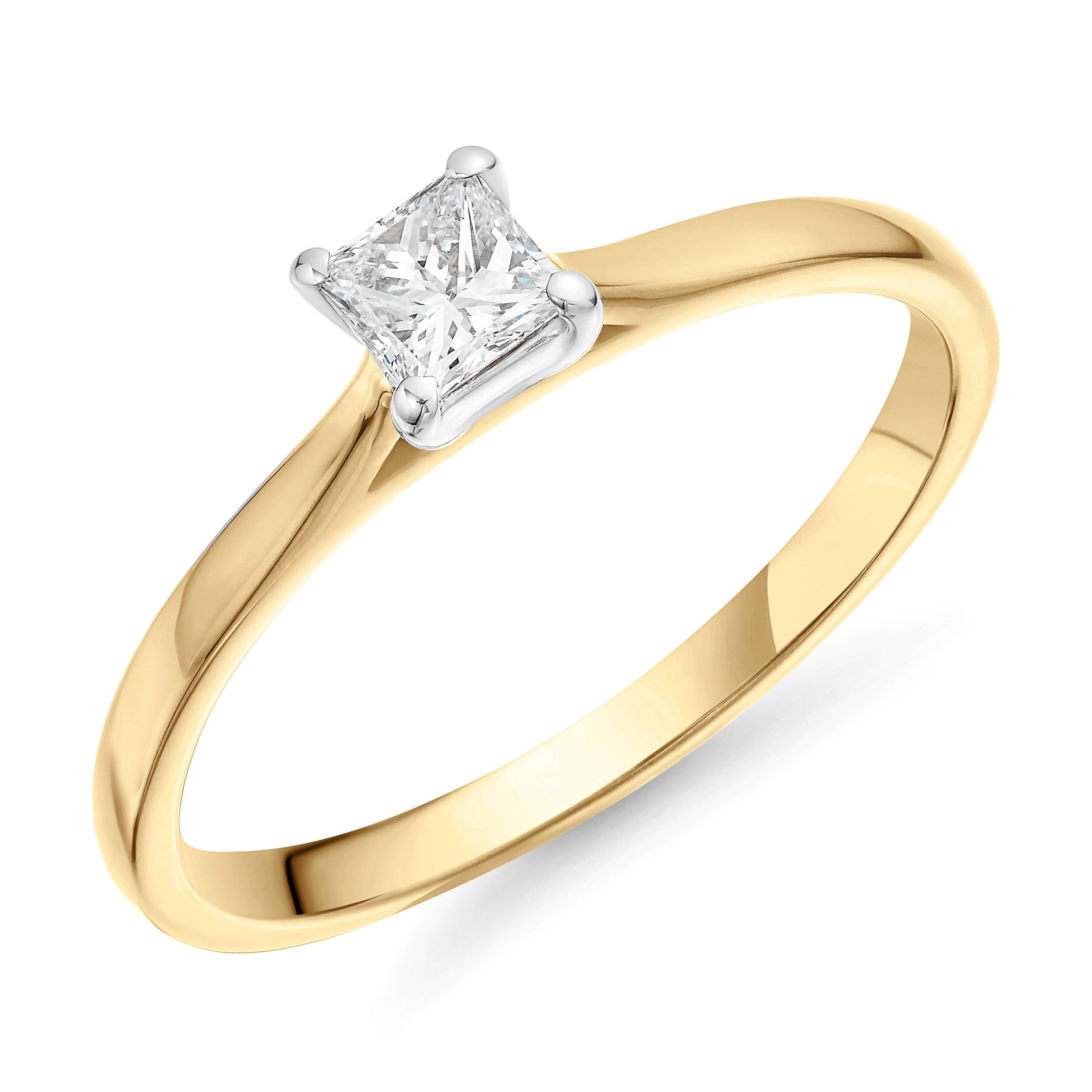 18ct Yellow Gold Princess Diamond Solitaire Ring