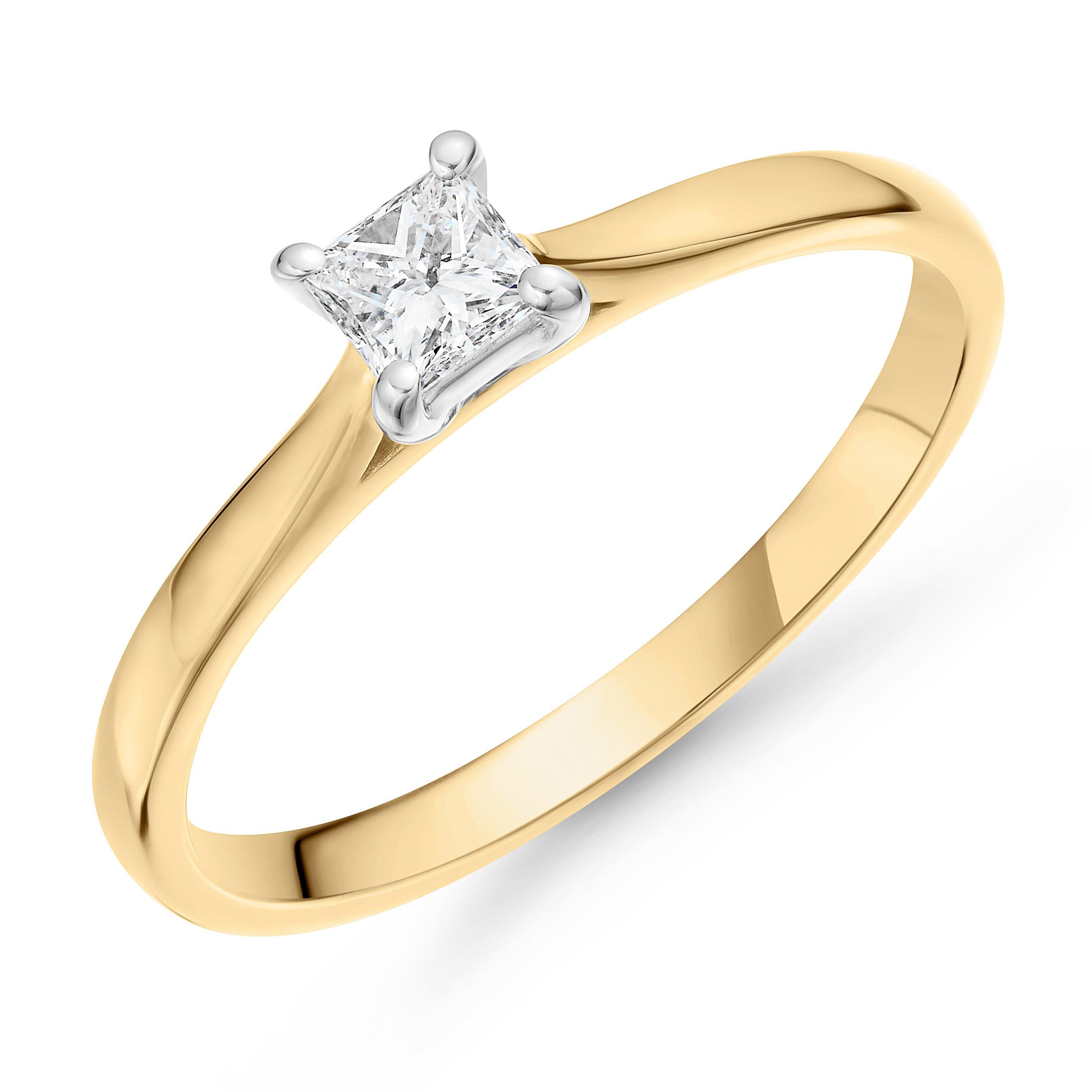 9ct Yellow Gold Princess Diamond Solitaire Ring | 0143642 ...