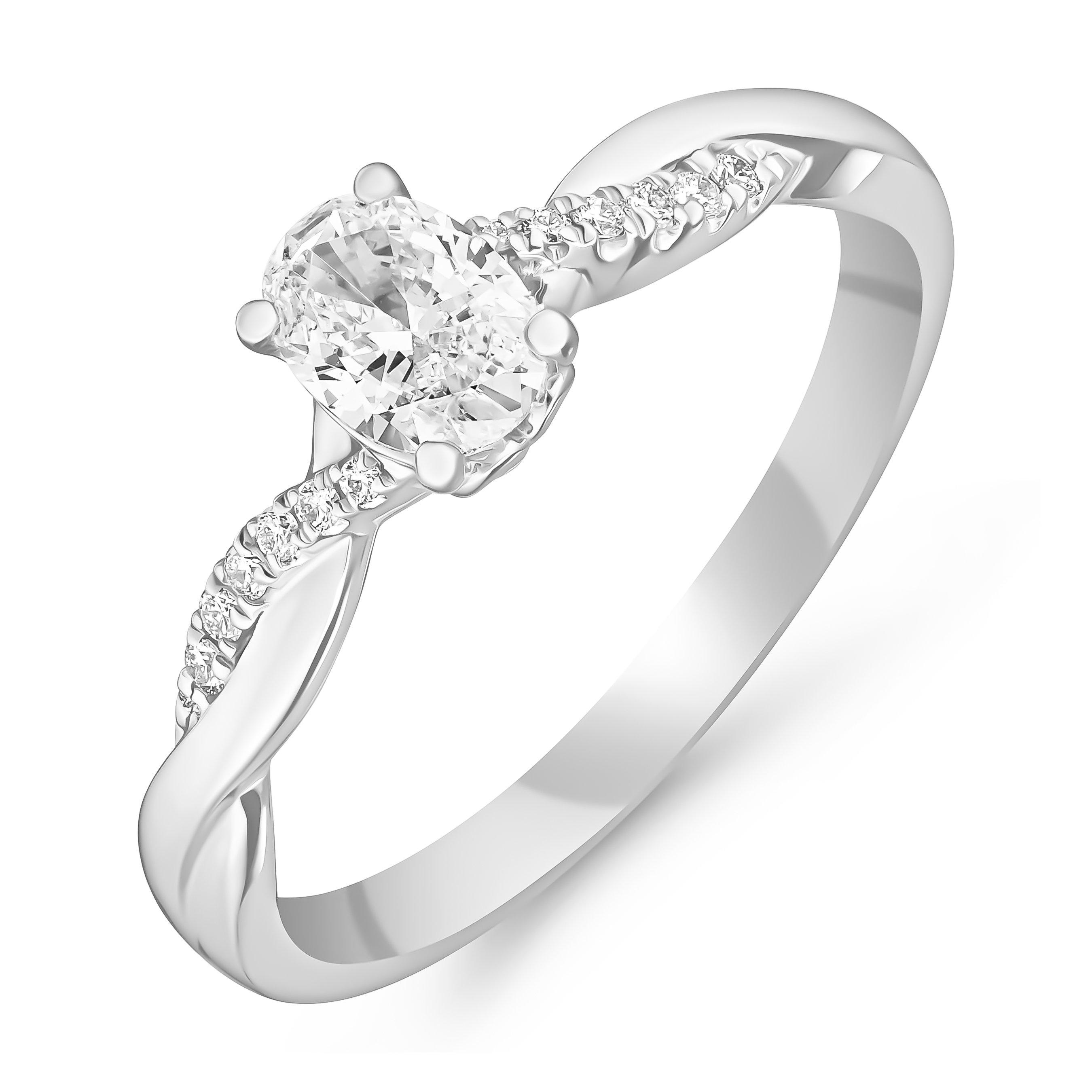 Platinum Diamond Oval Shaped Engagement Ring
