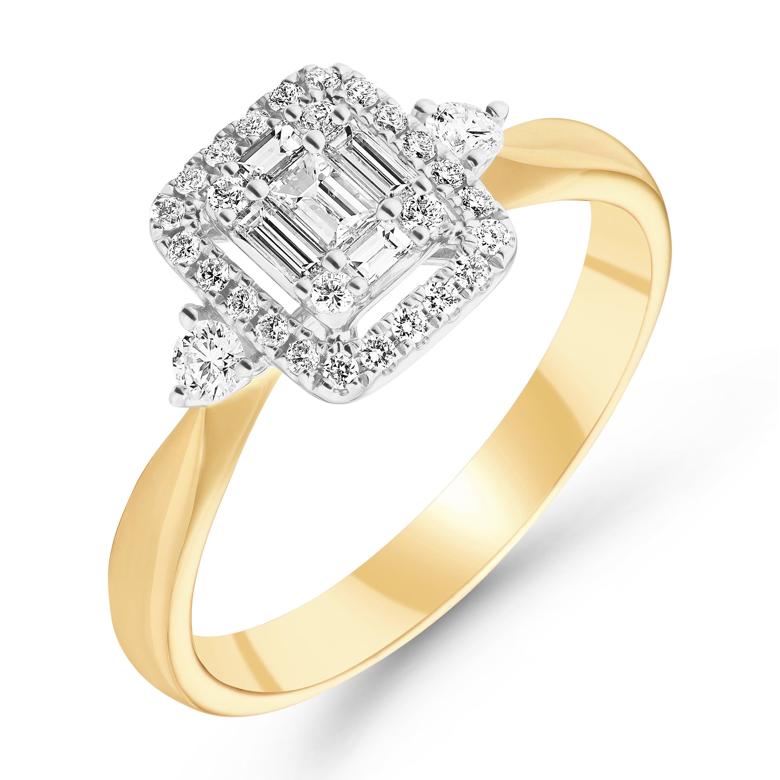 18ct Yellow Gold Diamond Cluster Halo Engagement Ring