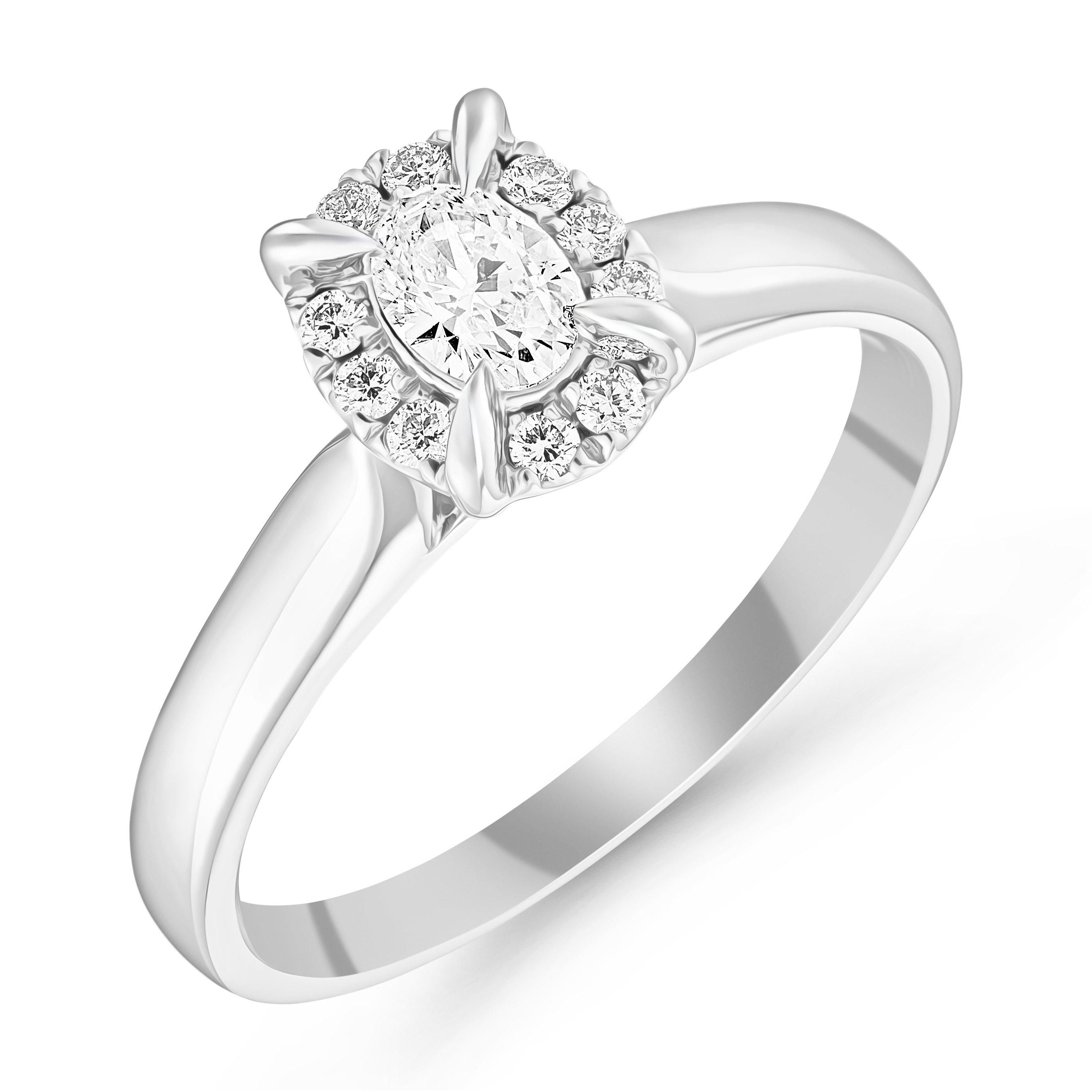 Platinum Diamond Oval Shaped Halo Engagement Ring