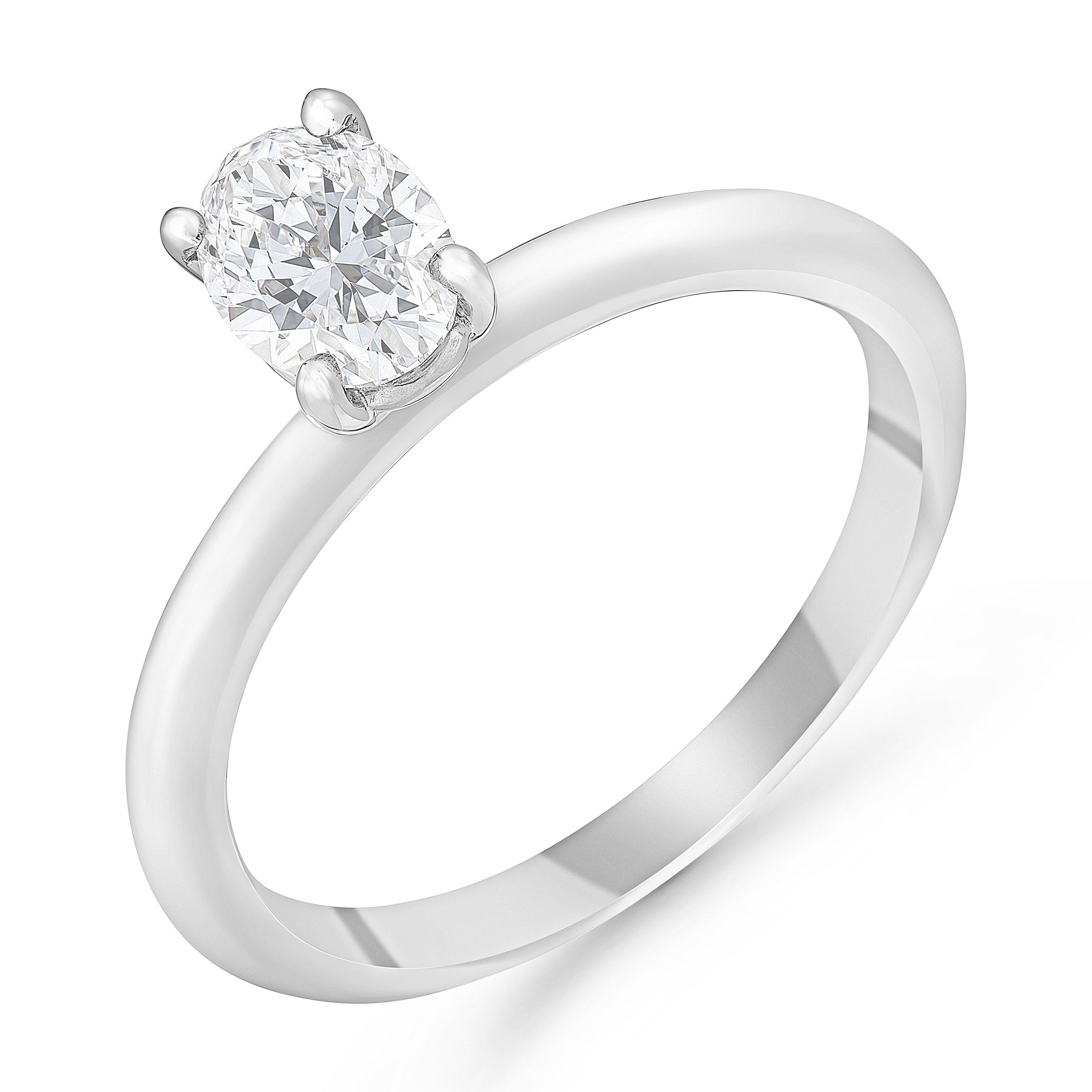 Beaverbrooks Platinum Oval Shaped Diamond Solitaire Engagement Ring