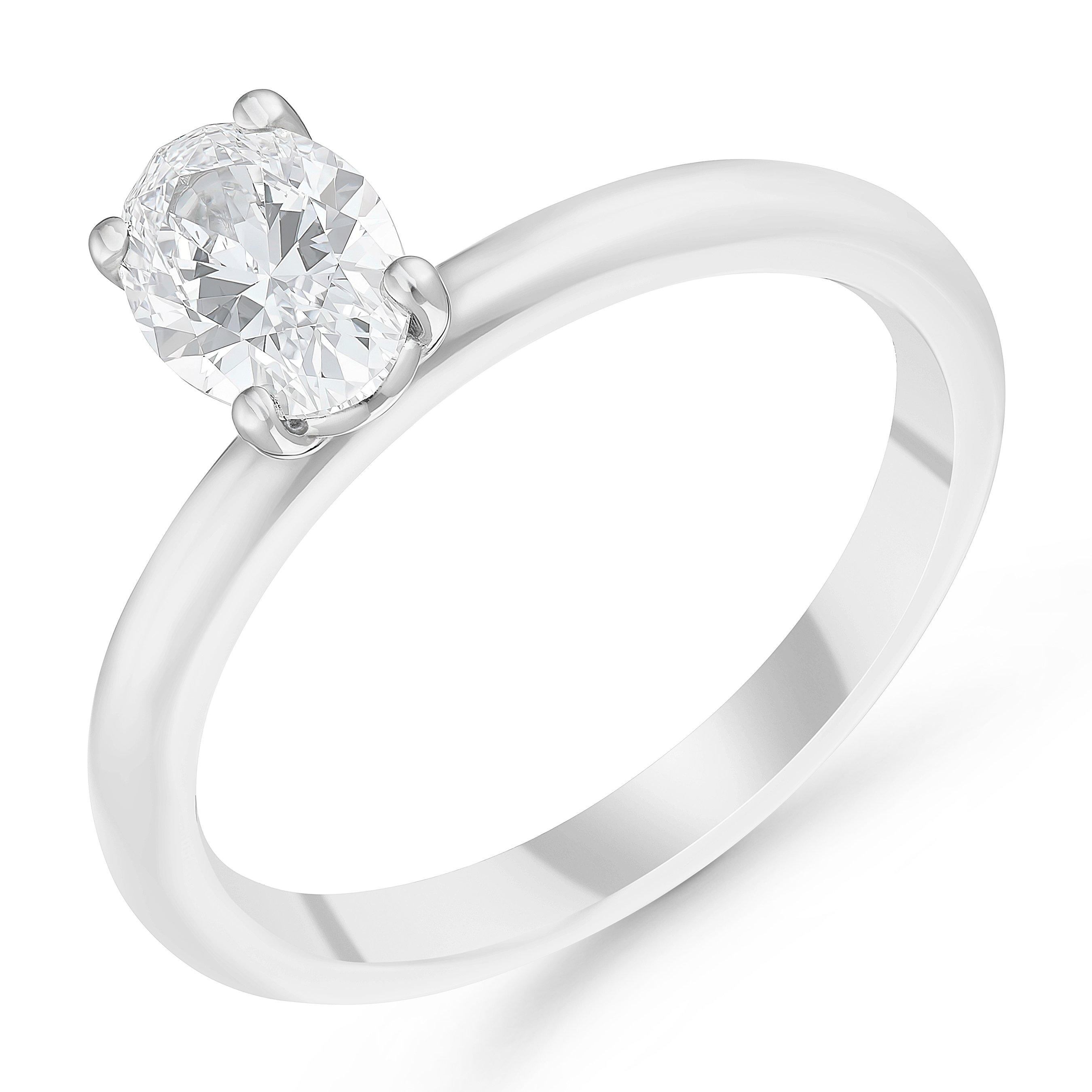 Beaverbrooks Platinum Oval Shaped Diamond Solitaire Engagement Ring