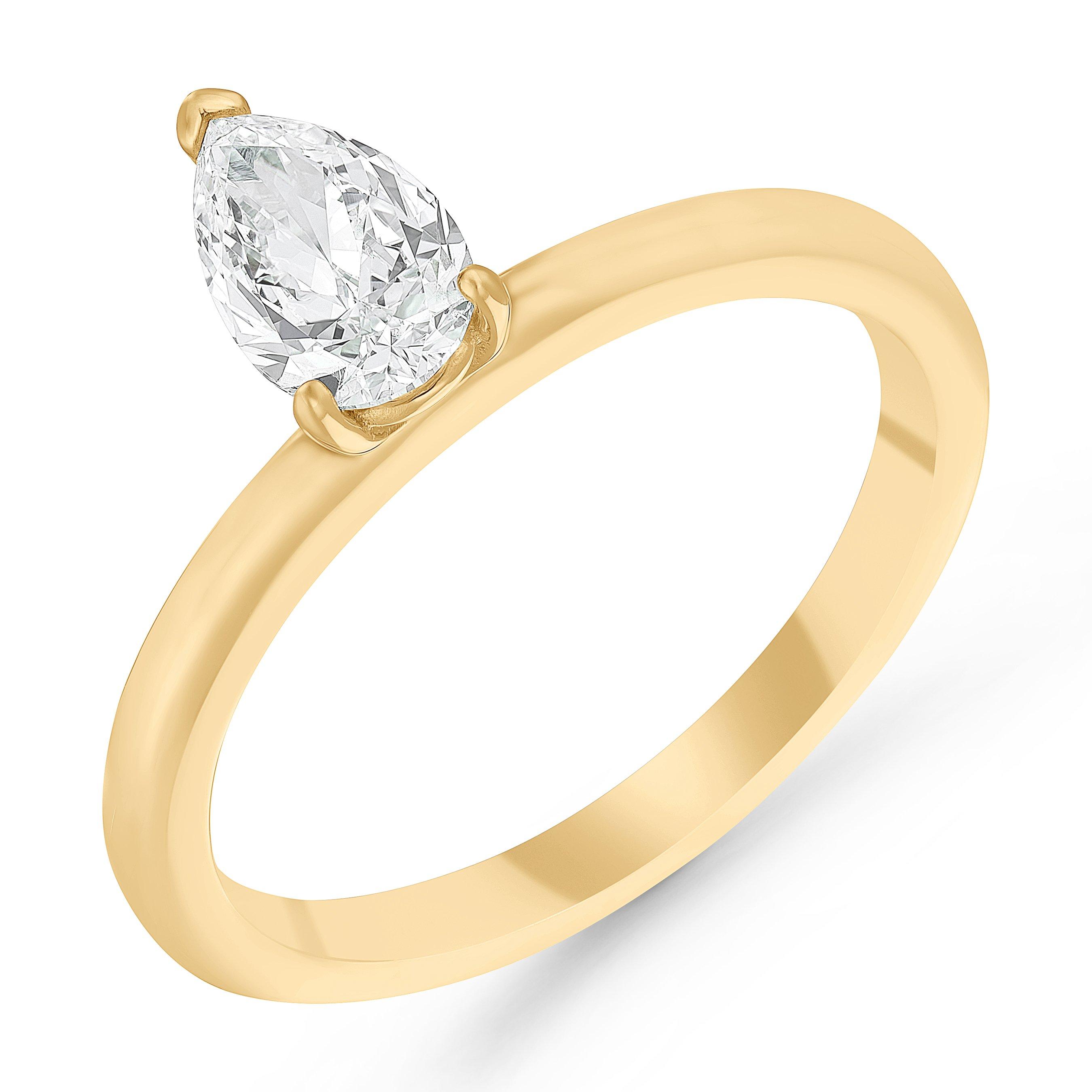 Beaverbrooks 18ct Yellow Gold Pear Shaped Diamond Solitaire Engagement Ring