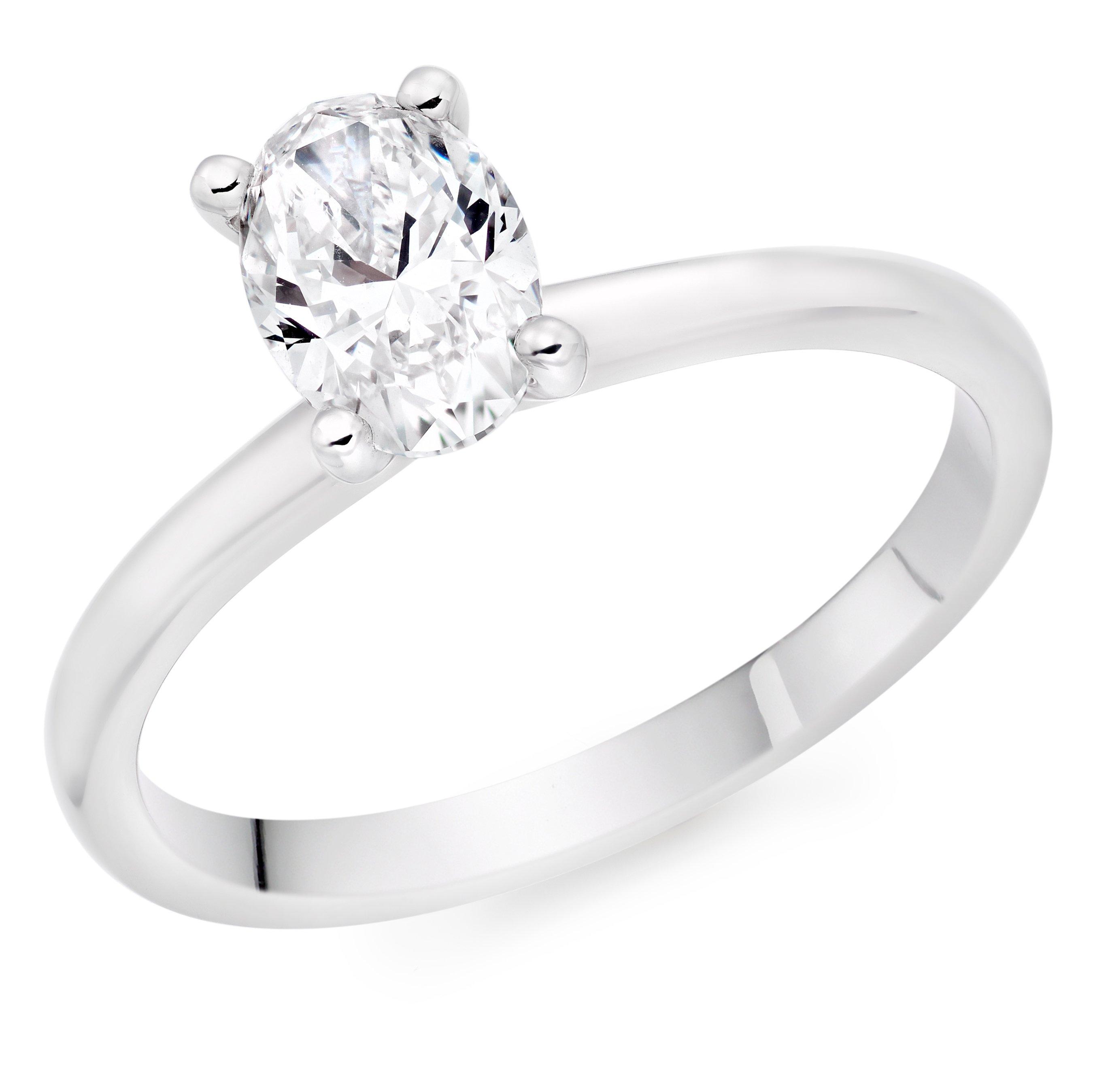 Beaverbrooks Once Platinum Diamond Oval Shaped Hidden Halo Solitaire Engagement Ring