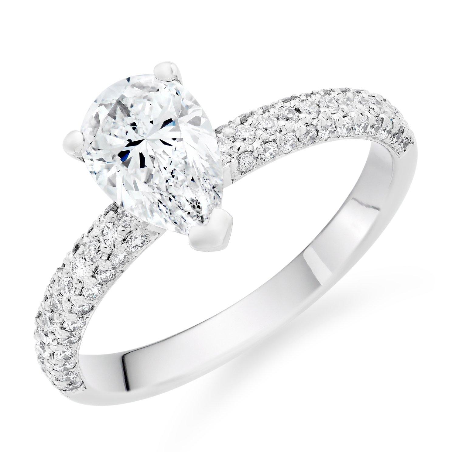 Beaverbrooks Once Platinum Diamond Pear Shaped Solitaire Engagement Ring