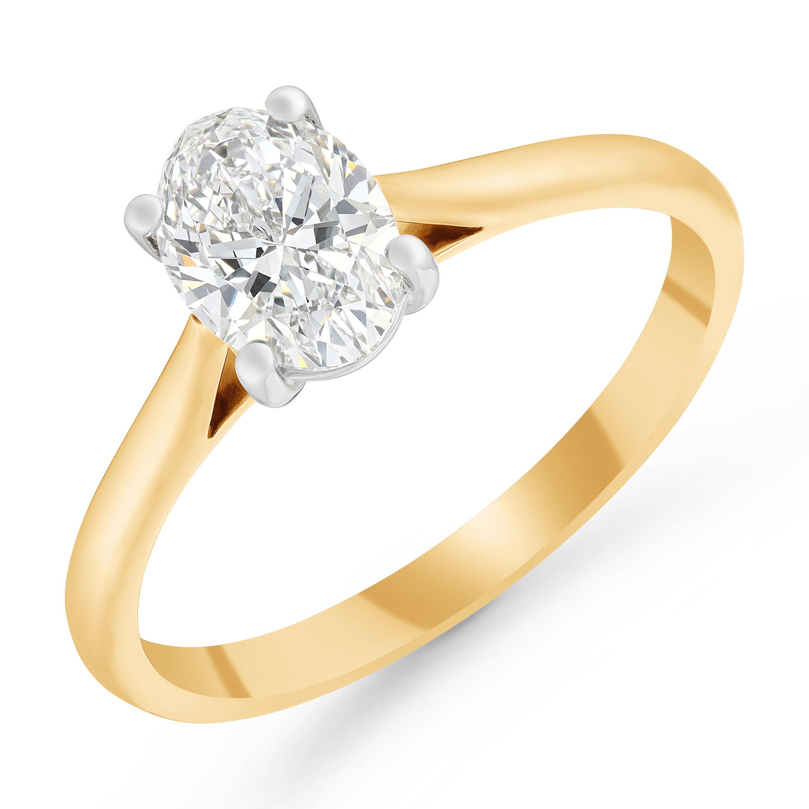 Beaverbrooks Once 18ct Yellow Gold Oval Shaped Diamond Solitaire Engagement Ring