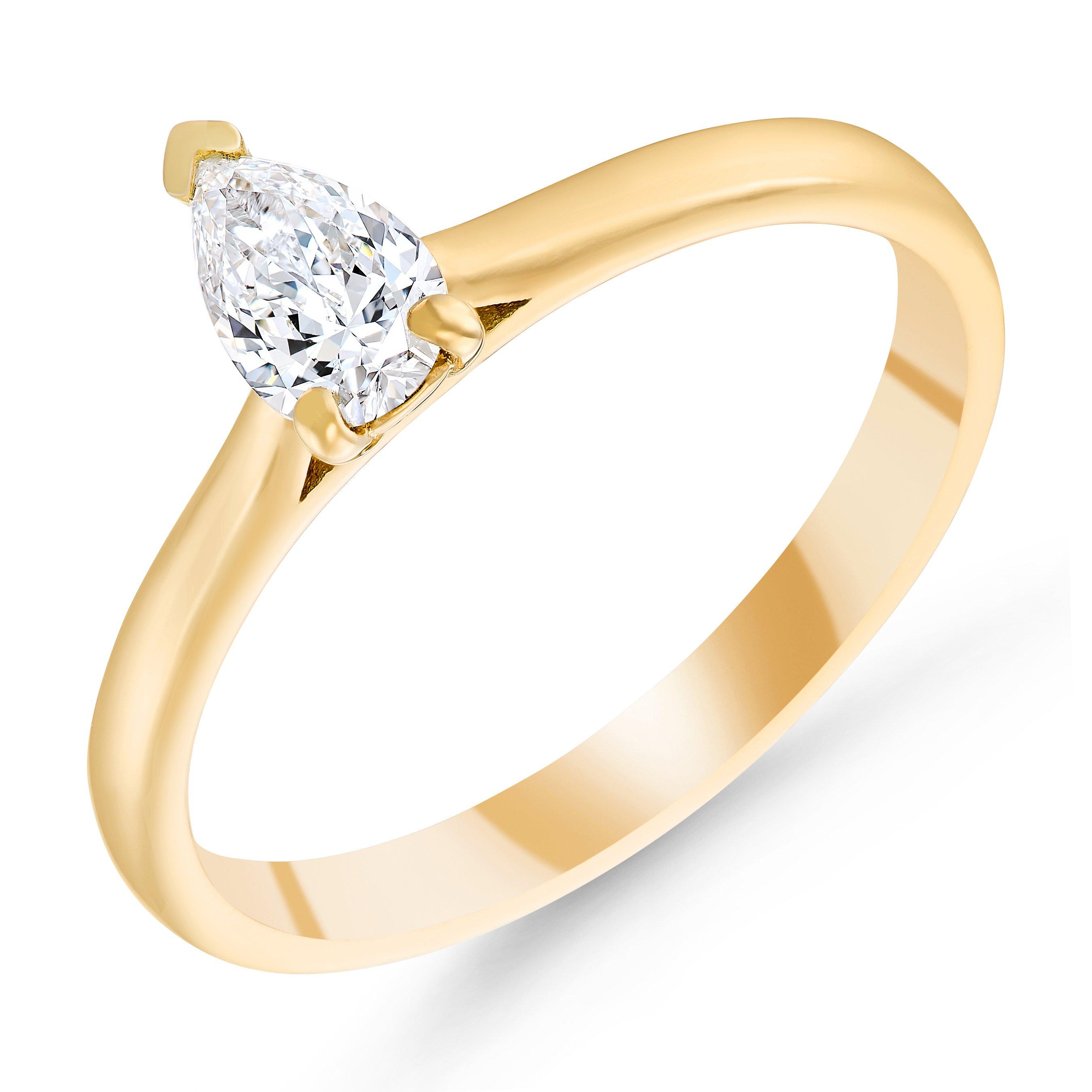 Beaverbrooks 18ct Yellow Gold Pear Shaped Diamond Solitaire Engagement Ring