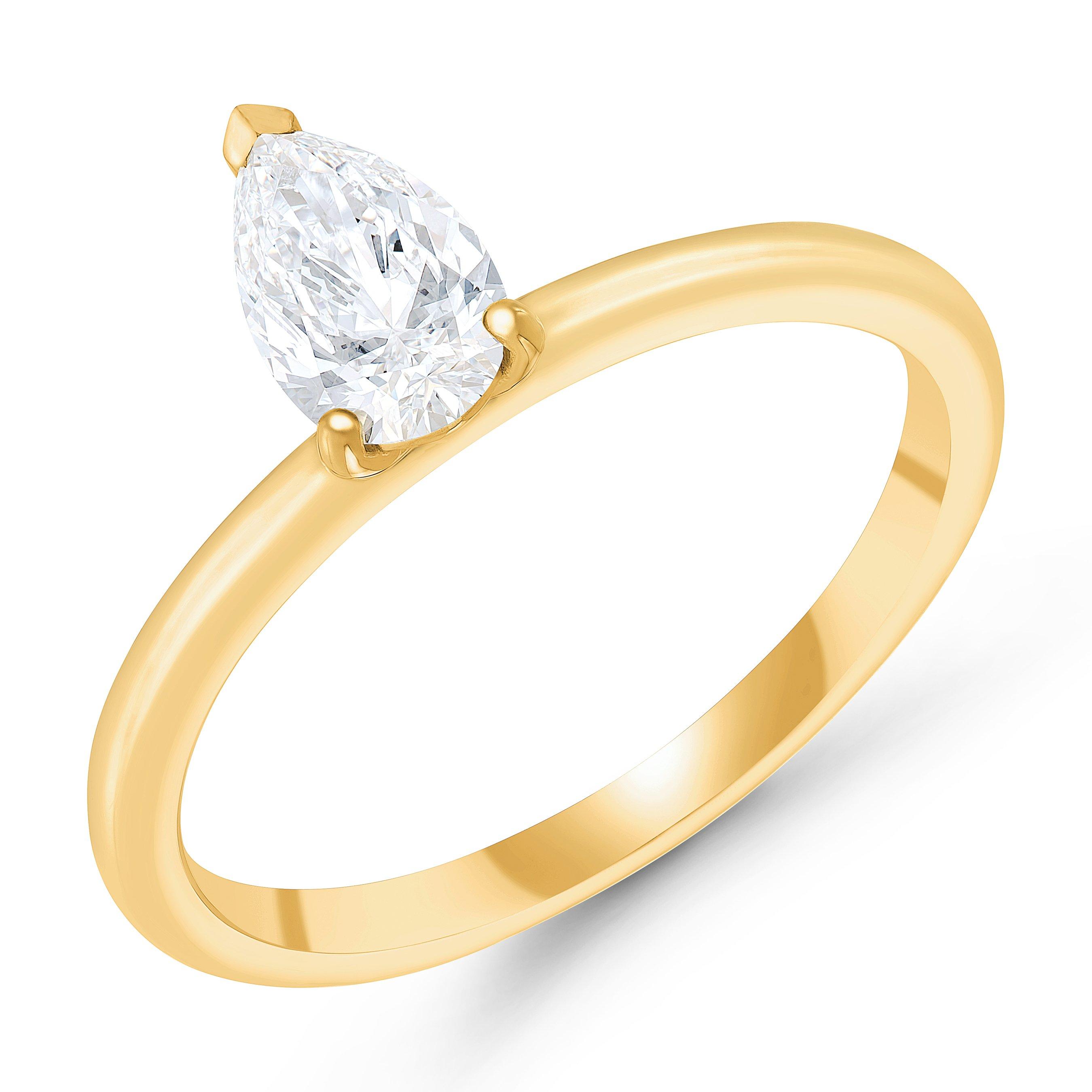 Beaverbrooks 18ct Yellow Gold Pear Shaped Diamond Solitaire Engagement ...