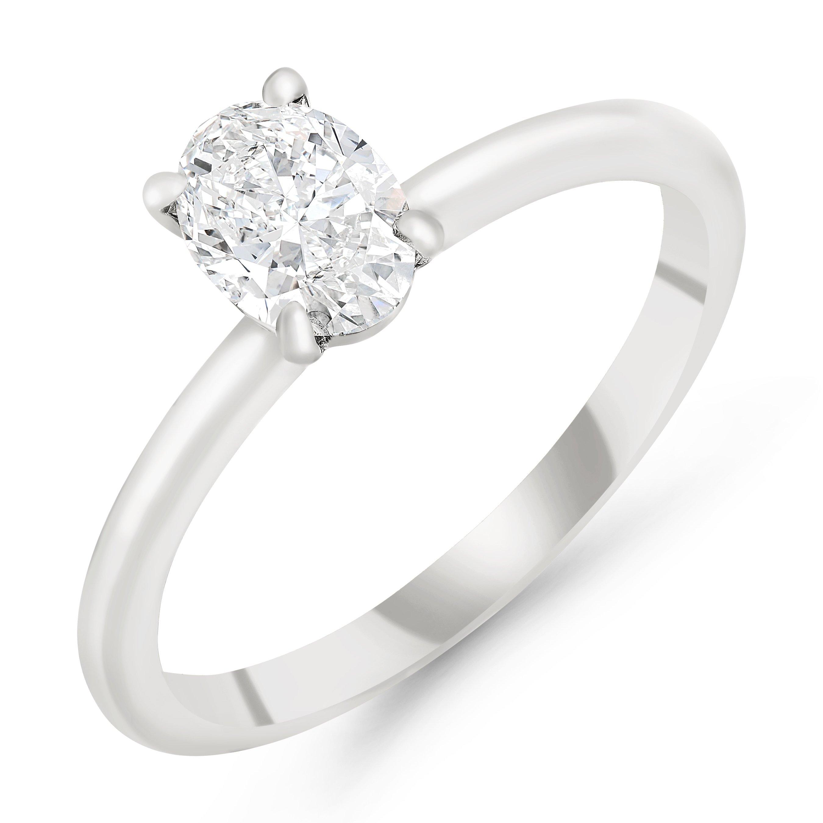Beaverbrooks Platinum Diamond Oval Shaped Solitaire Engagement Ring ...
