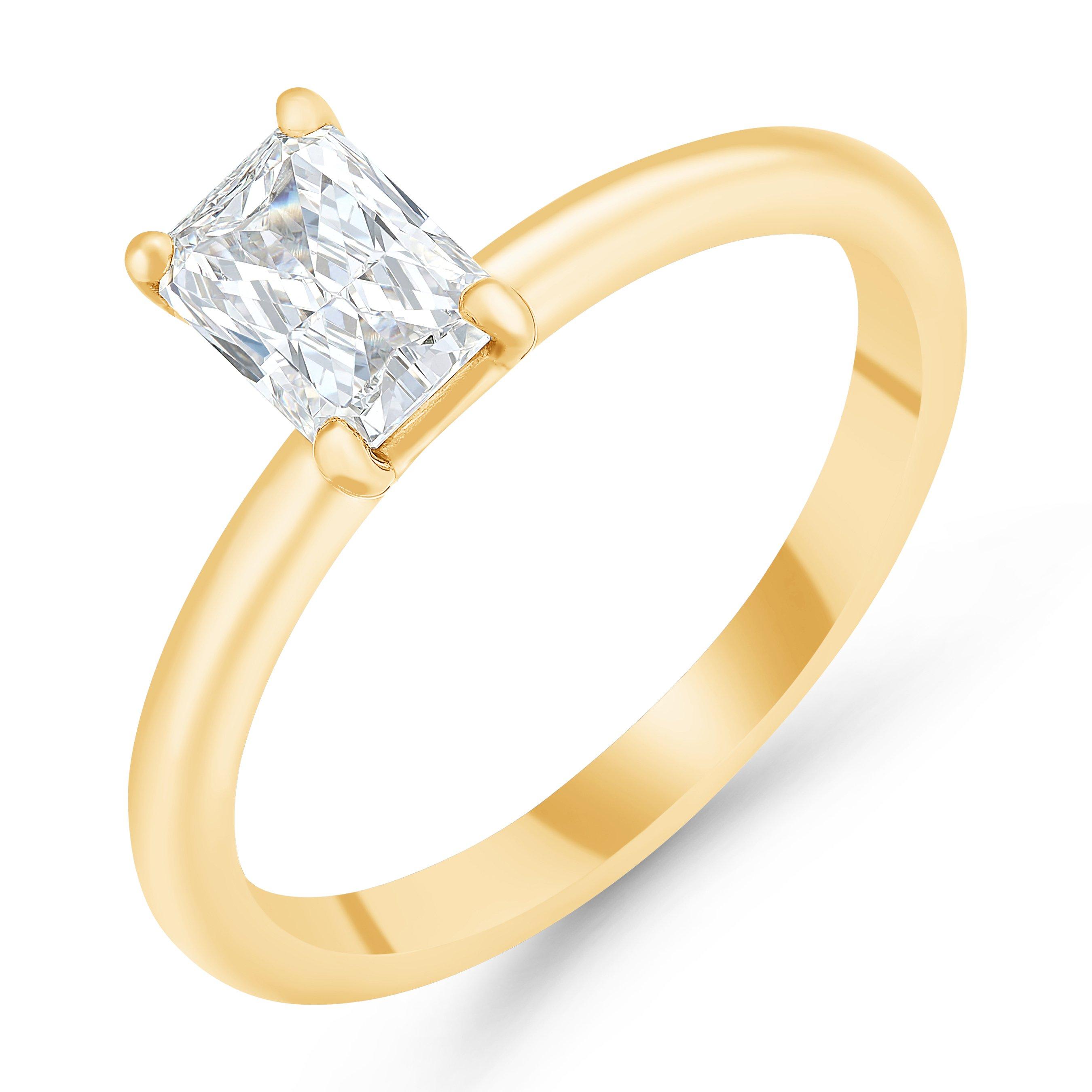 Beaverbrooks 18ct Yellow Gold Diamond Radiant Cut Solitaire Engagement Ring