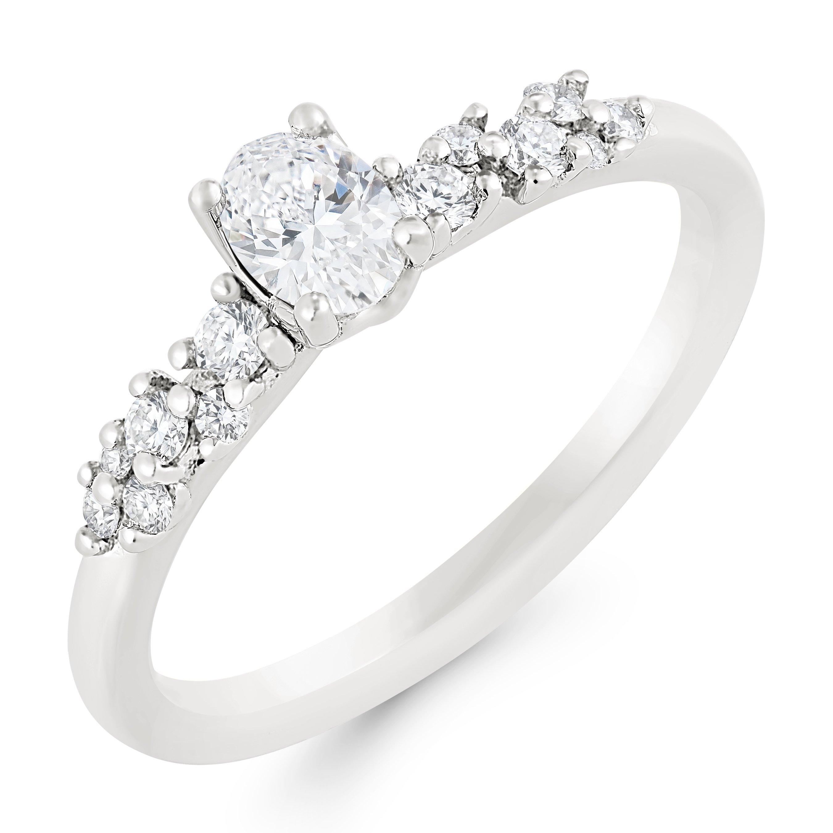 Beaverbrooks True Platinum Diamond Oval Shaped Solitaire Engagement Ring