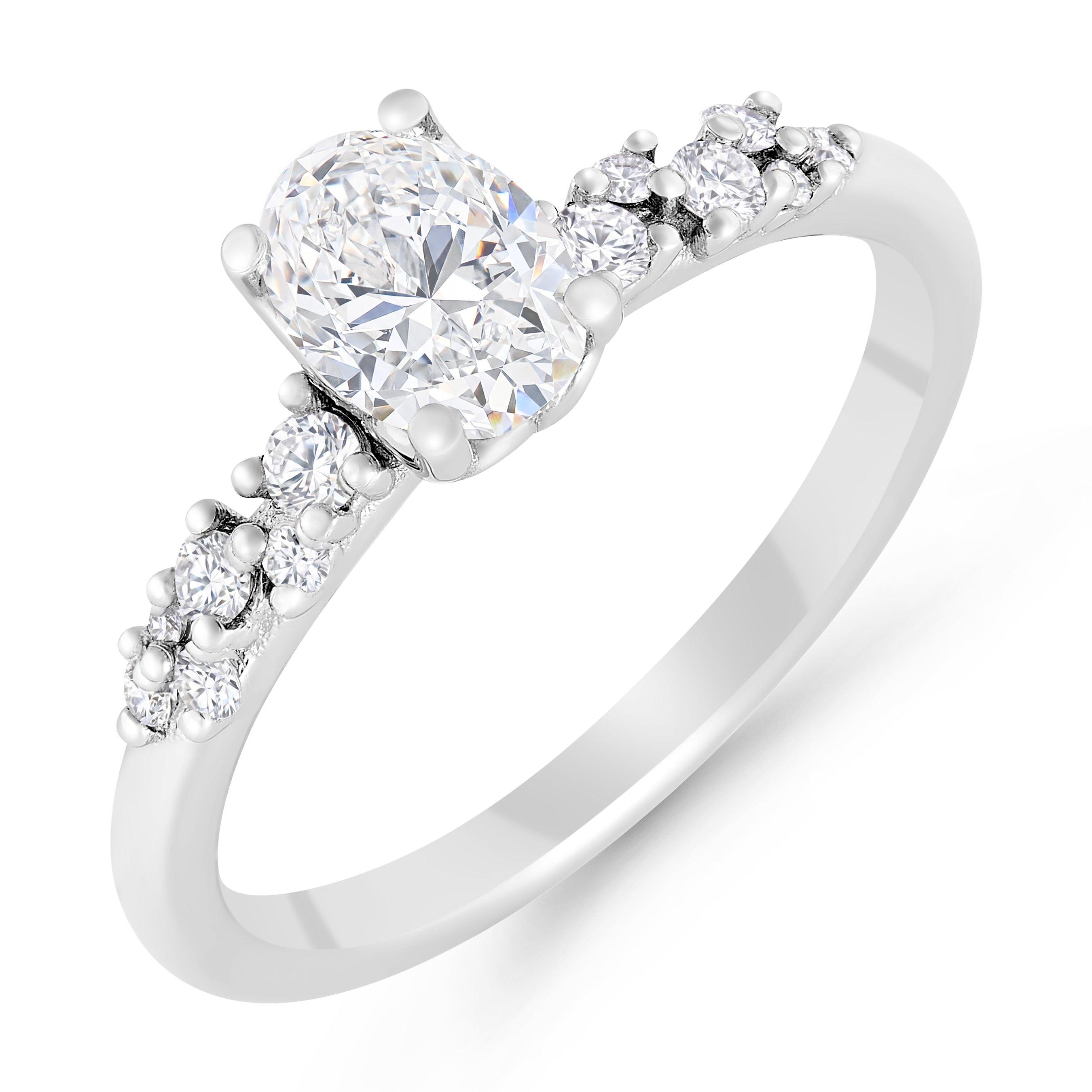 Beaverbrooks True Platinum Diamond Oval Shaped Solitaire Engagement Ring