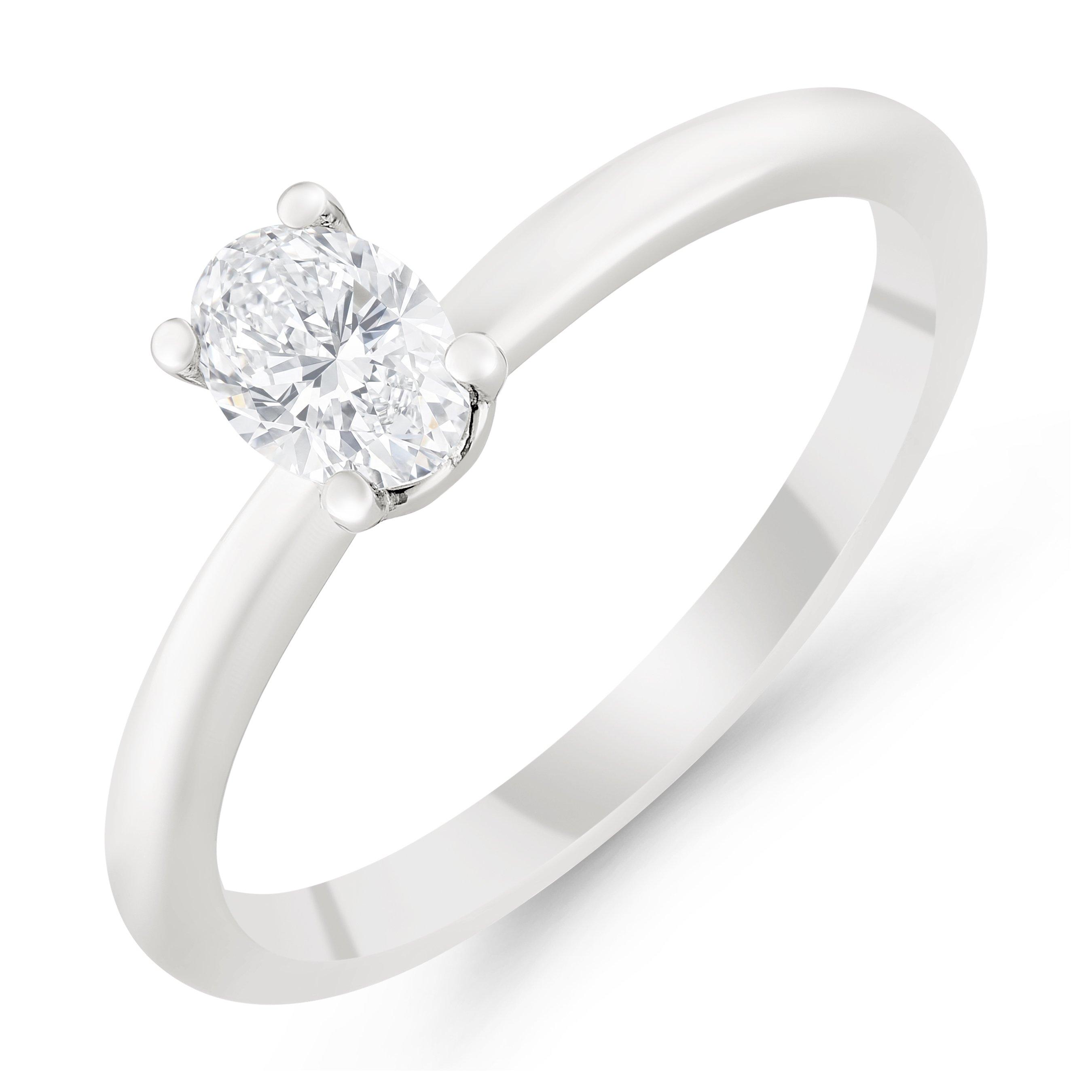 Beaverbrooks True Platinum Diamond Oval Shaped Solitaire Engagement Ring