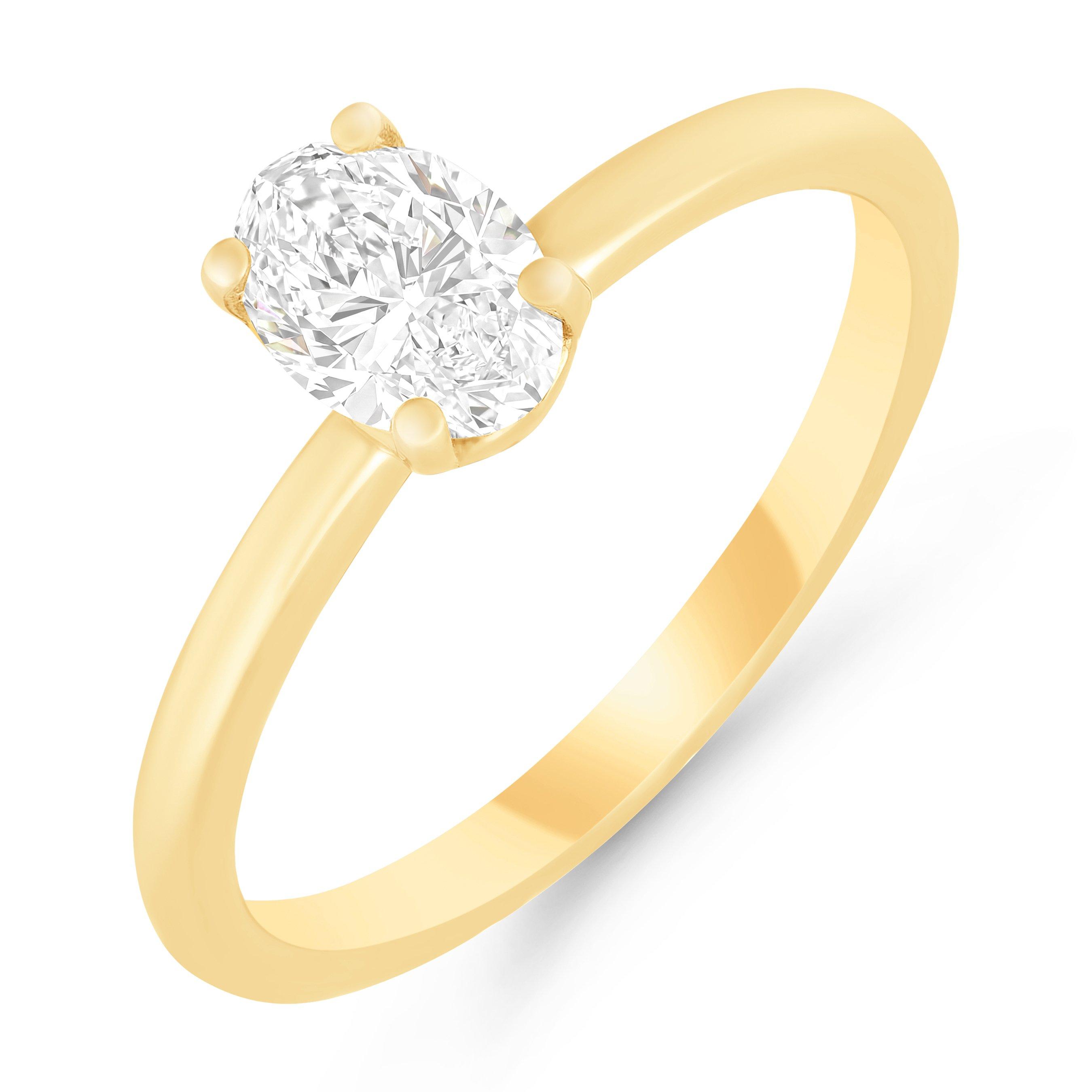 Beaverbrooks True 18ct Yellow Gold Diamond Oval Shaped Solitaire Engagement Ring