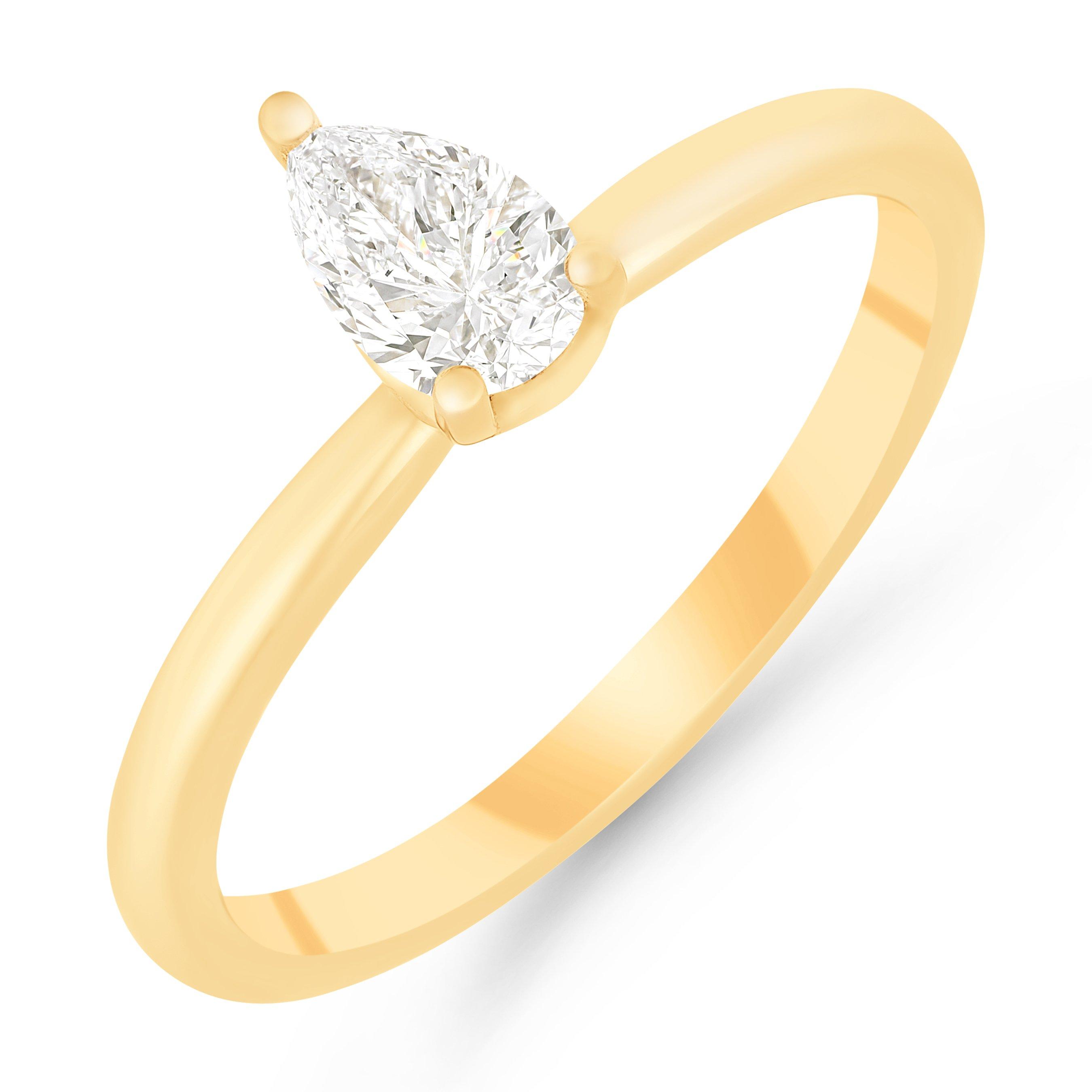 Beaverbrooks True 18ct Yellow Gold Diamond Pear Shaped Solitaire Engagement Ring