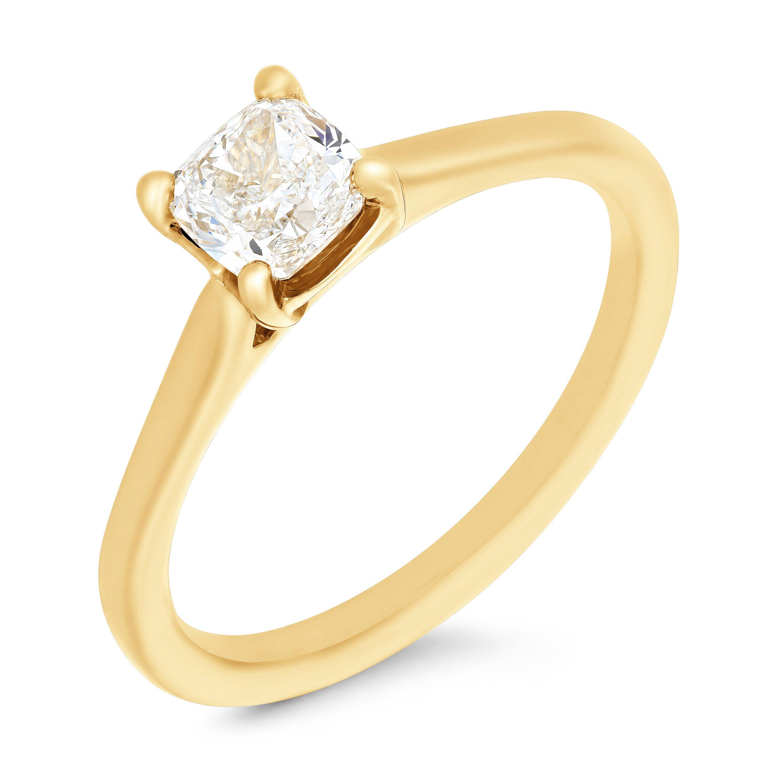 Beaverbrooks Once 18ct Yellow Gold Diamond Cushion Shaped Solitaire Engagement Ring