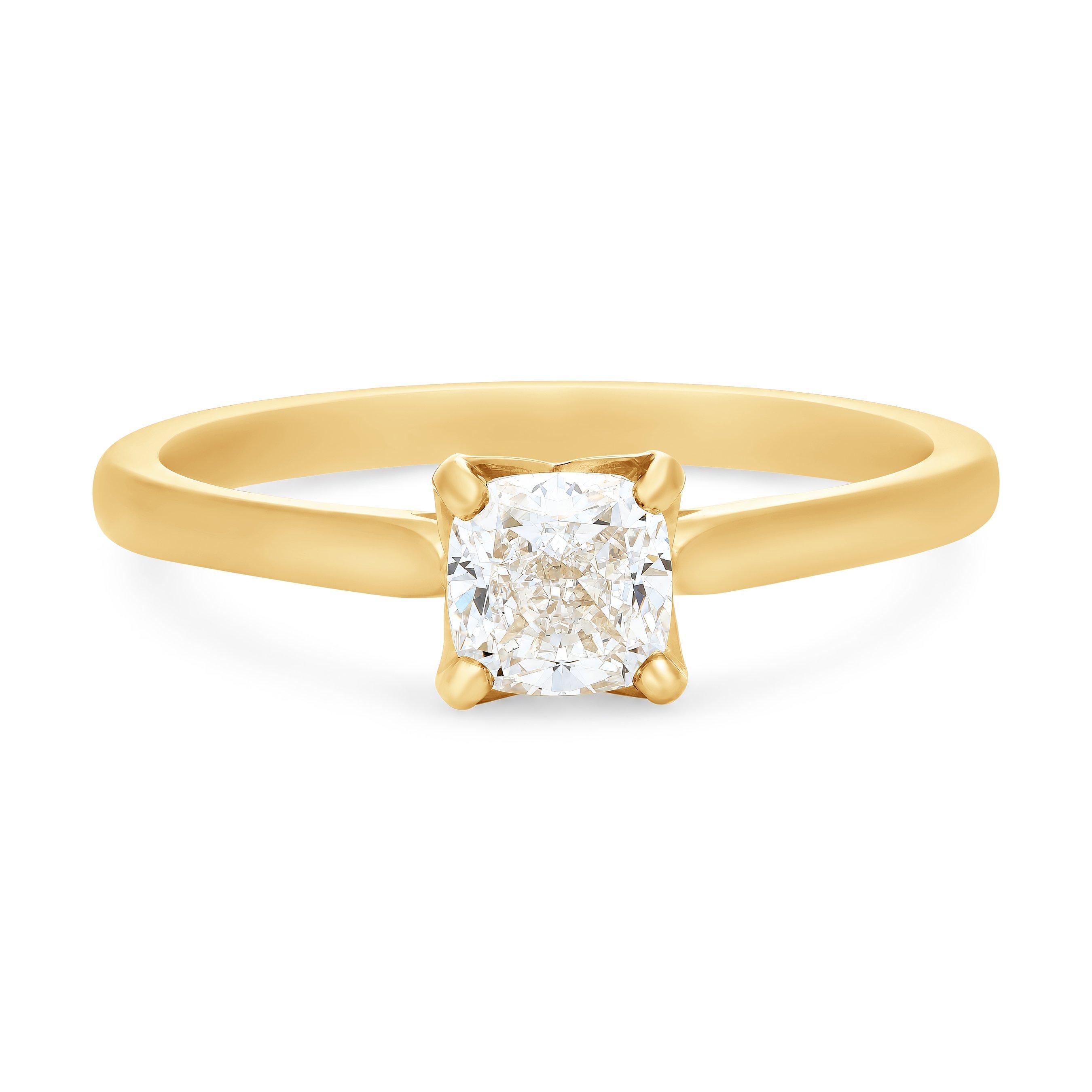 Beaverbrooks Once 18ct Yellow Gold Diamond Cushion Shaped Solitaire Engagement Ring