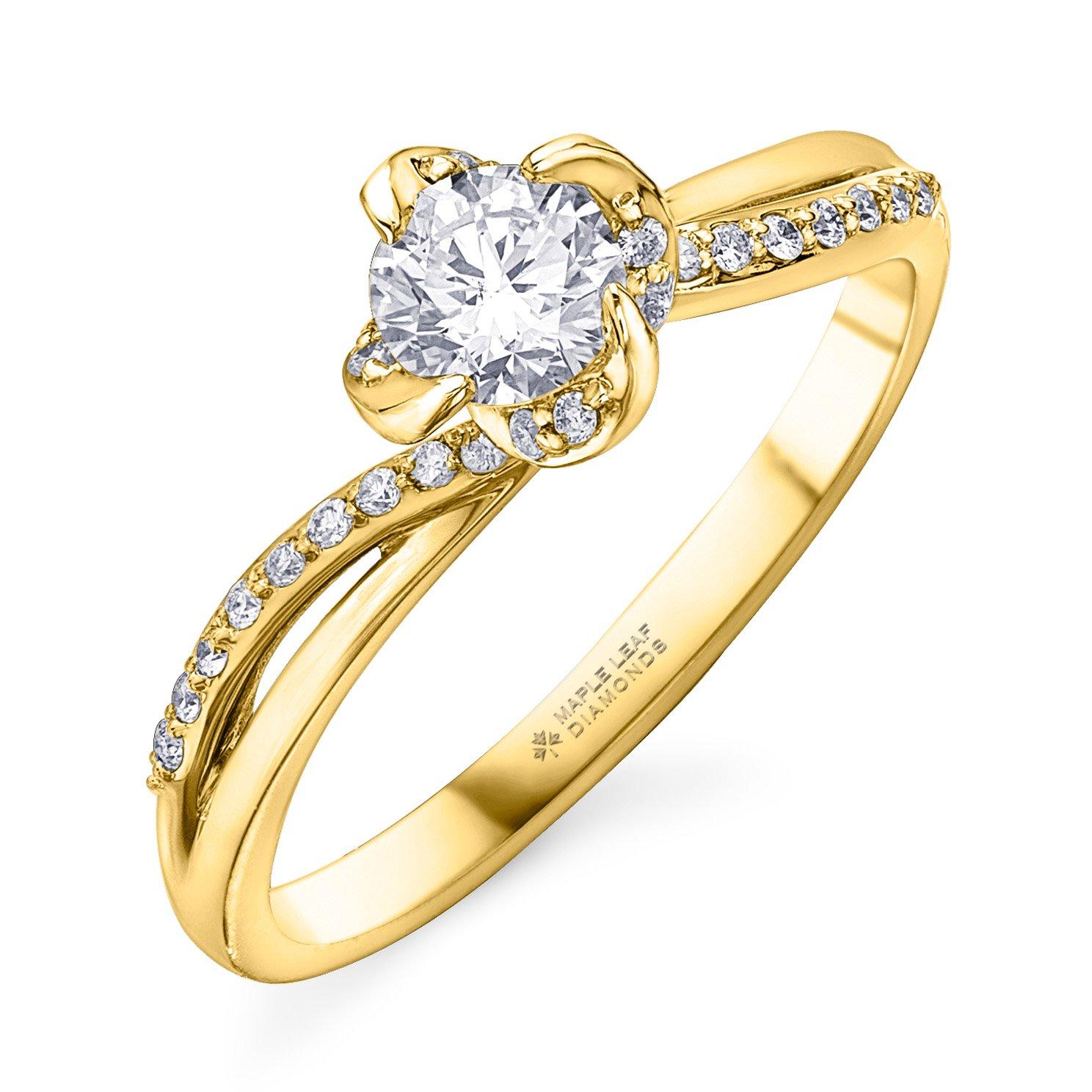 Maple Leaf Diamonds Wind’s Embrace 18ct Yellow Gold Diamond Solitaire Engagement Ring