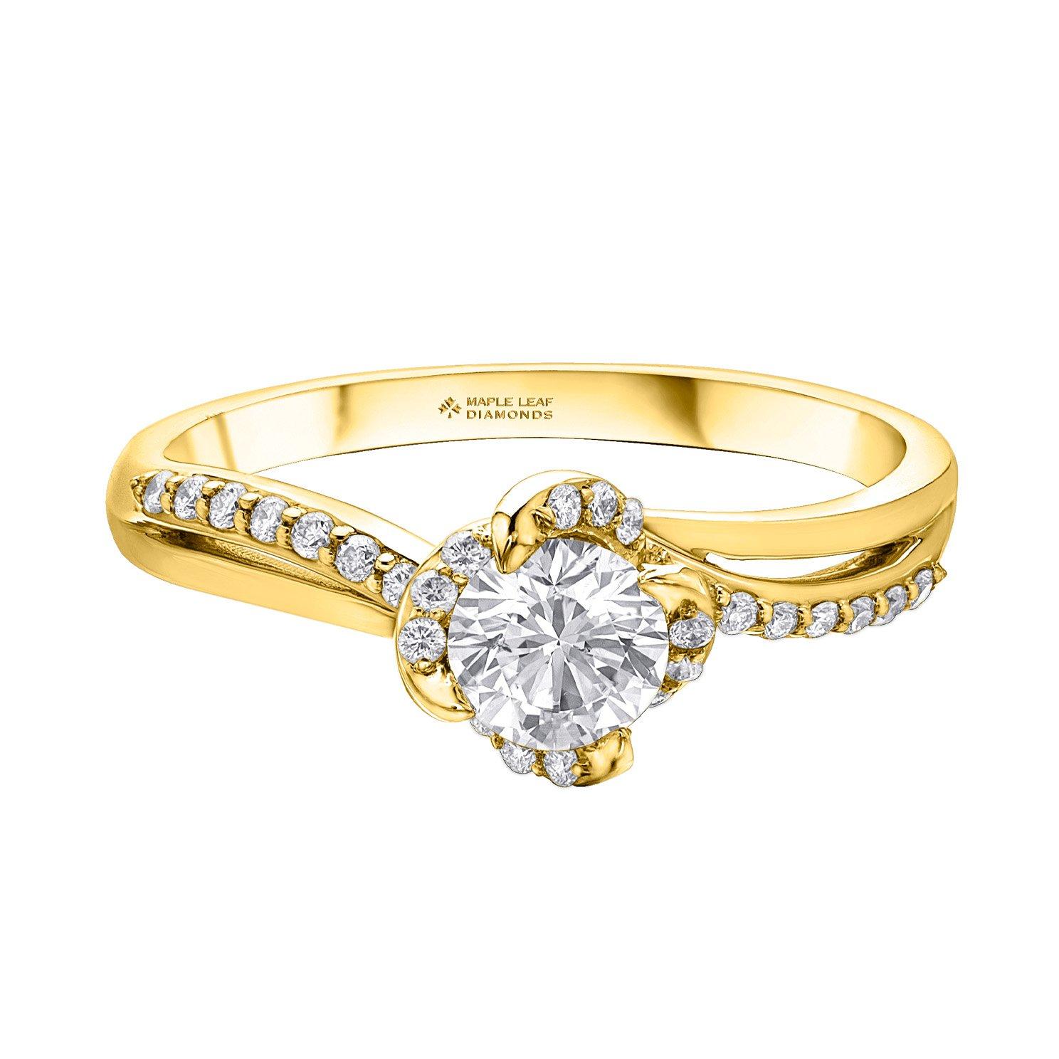 Maple Leaf Diamonds Wind’s Embrace 18ct Yellow Gold Diamond Solitaire Engagement Ring
