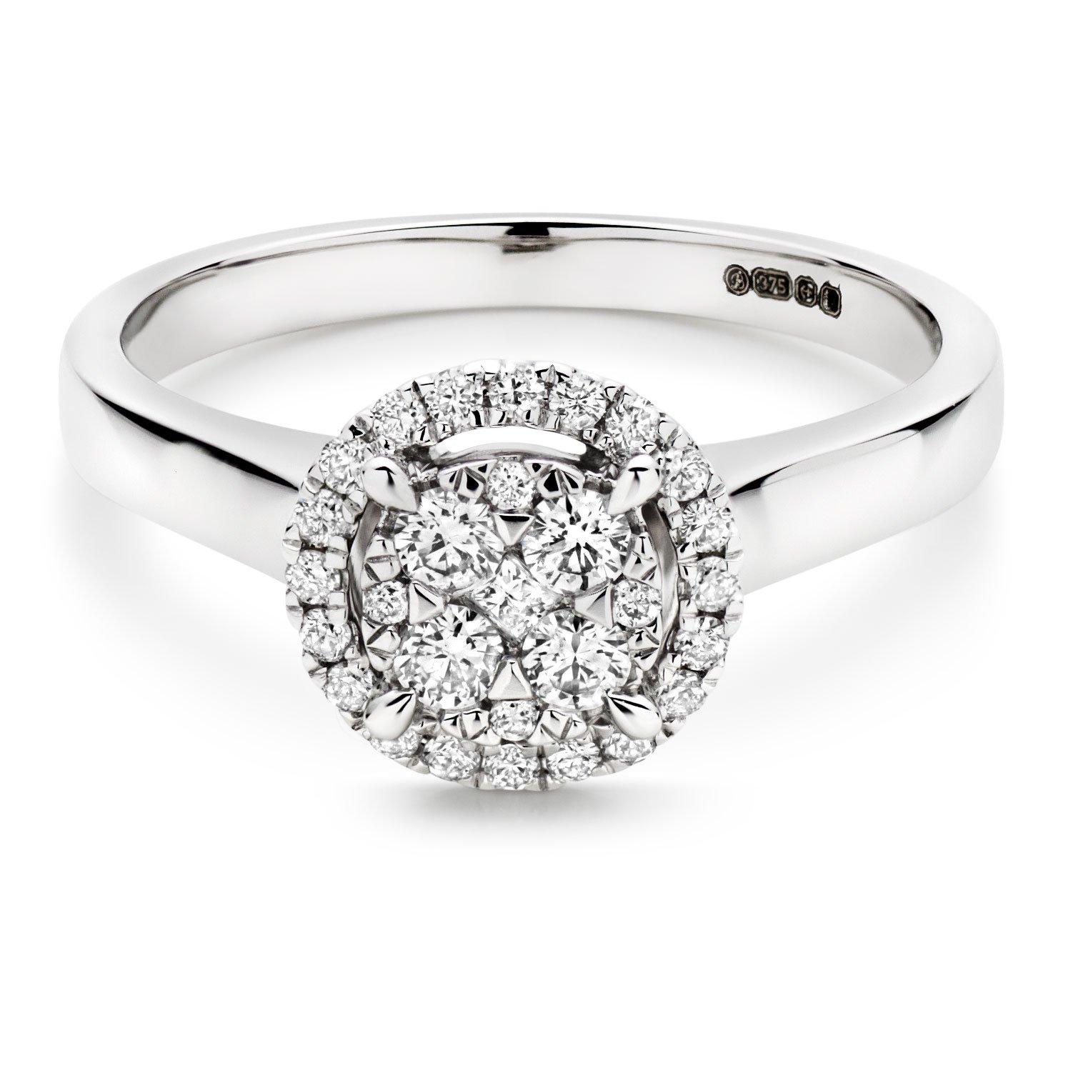 9ct White Gold Diamond Halo Ring | 0005449 | Beaverbrooks the Jewellers