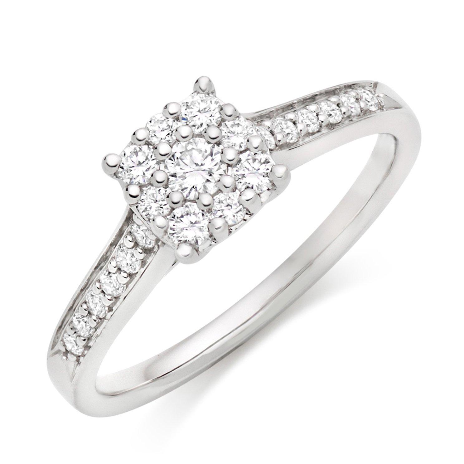 9ct White Gold Diamond Cluster Ring | 0008960 | Beaverbrooks the Jewellers