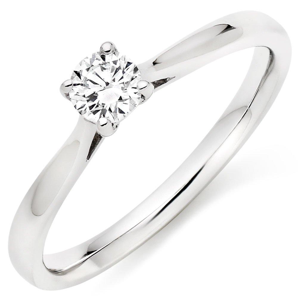 Beaverbrooks Women's 9ct White Gold Diamond Solitaire Ring, Colour G, Clarity SI1, Ring Size M