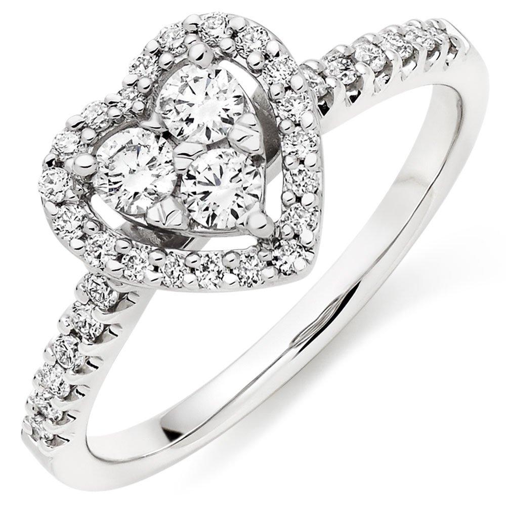 Heart shaped diamond hot sale ring white gold