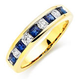 18ct Gold Diamond Sapphire Half Eternity Ring