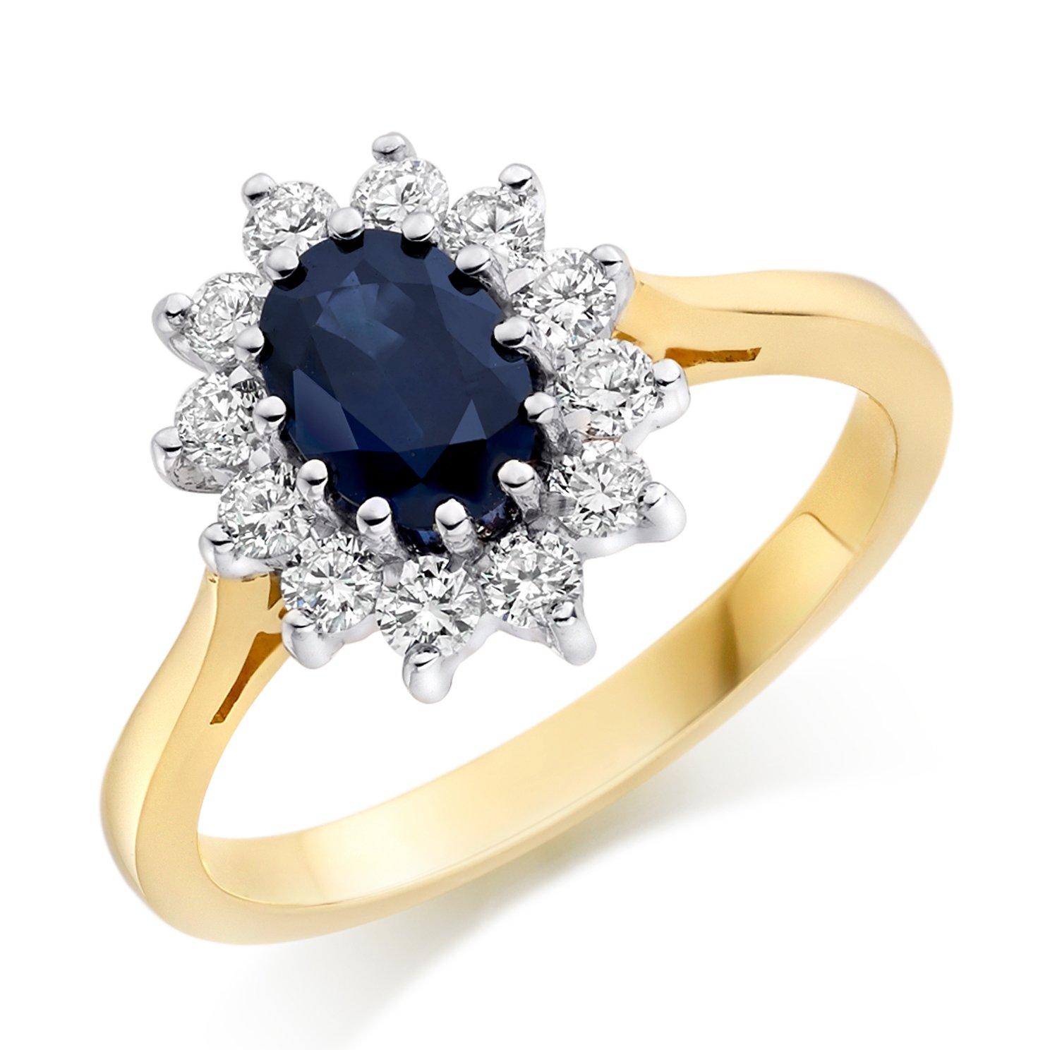 18ct Yellow Gold Diamond Sapphire Cluster Ring