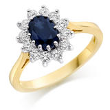 18ct Gold Diamond Sapphire Cluster Ring