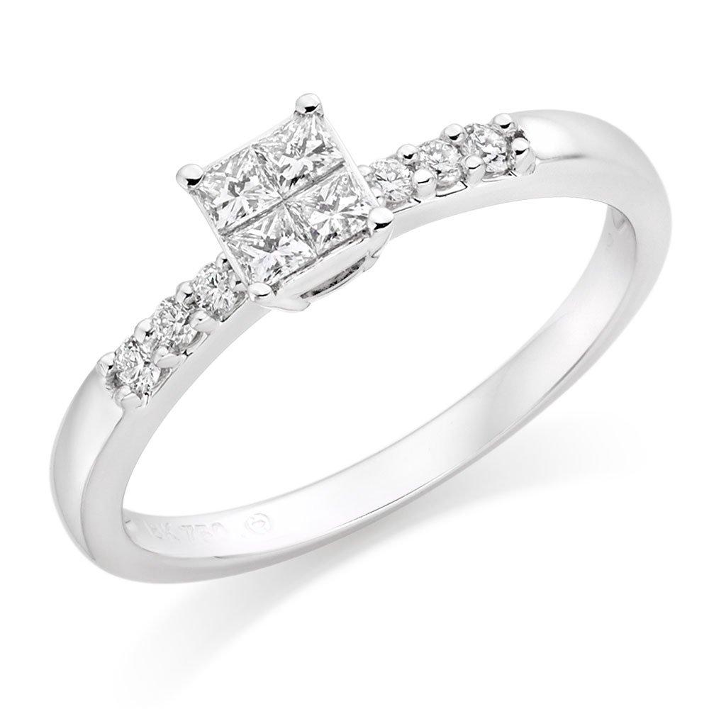 18ct White Gold Diamond Cluster Ring | 0000083 | Beaverbrooks the Jewellers
