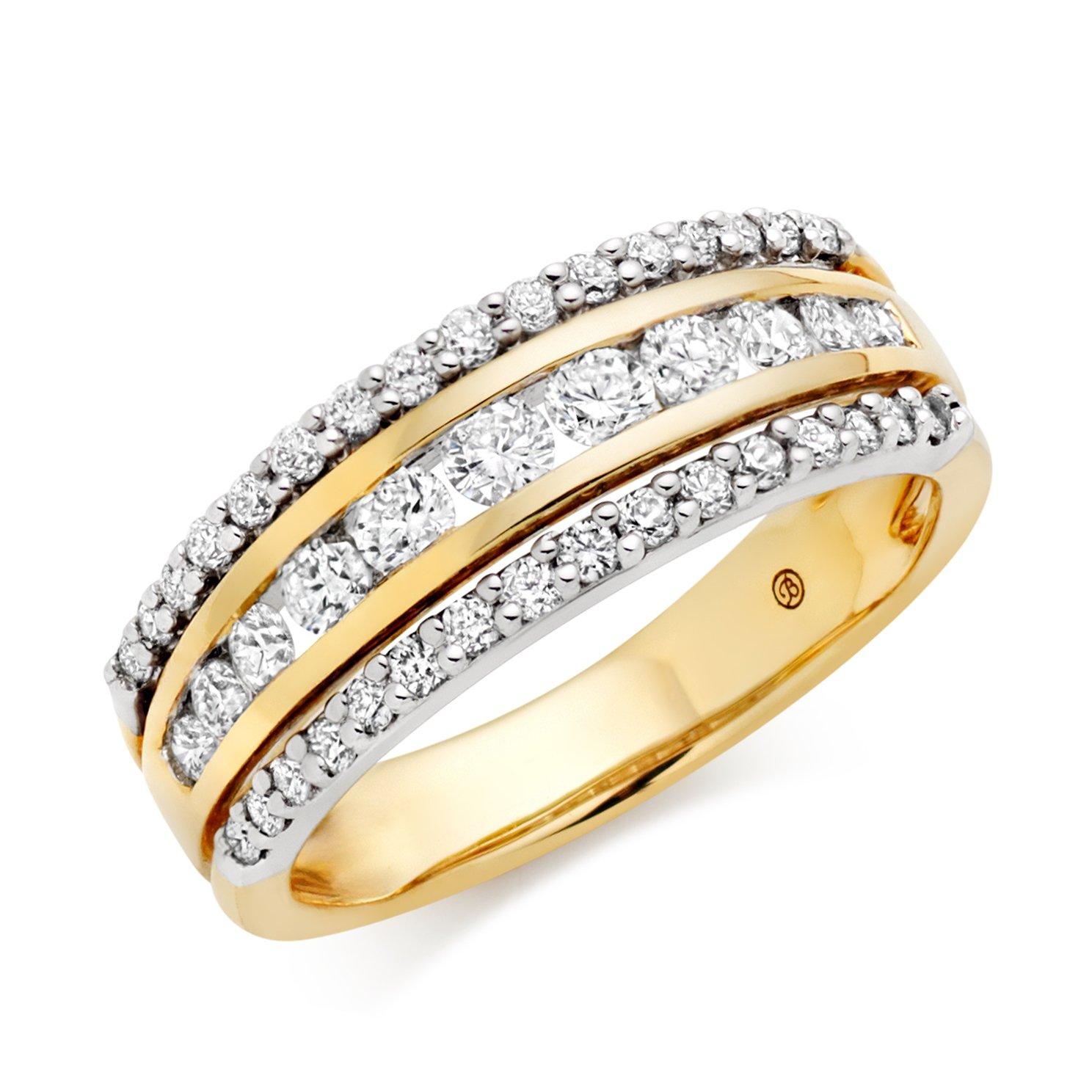 18ct Yellow Gold Diamond 3mm Half Eternity Ring