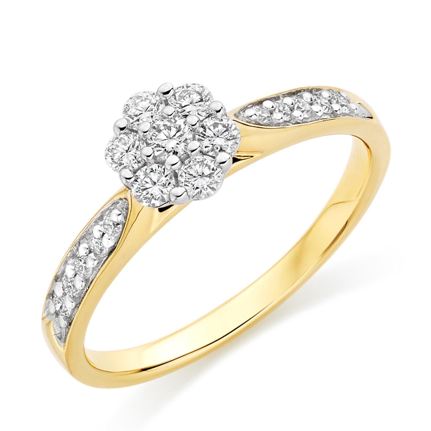 Yellow gold store cluster ring