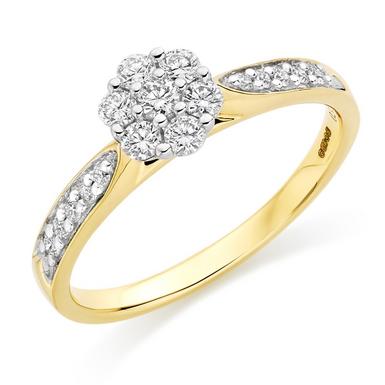 18ct Gold Diamond Cluster Ring | 0000192 | Beaverbrooks the Jewellers