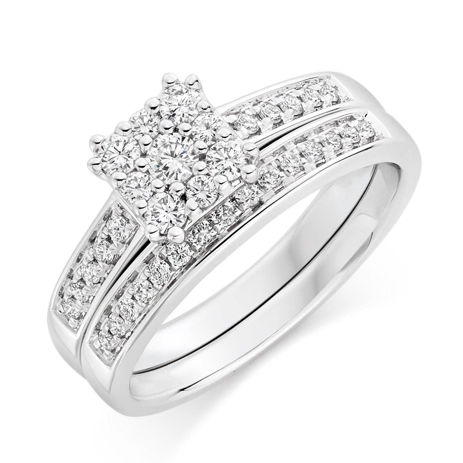 Bridal Set with 1.18 Carat TW of Diamonds in 14kt White Gold