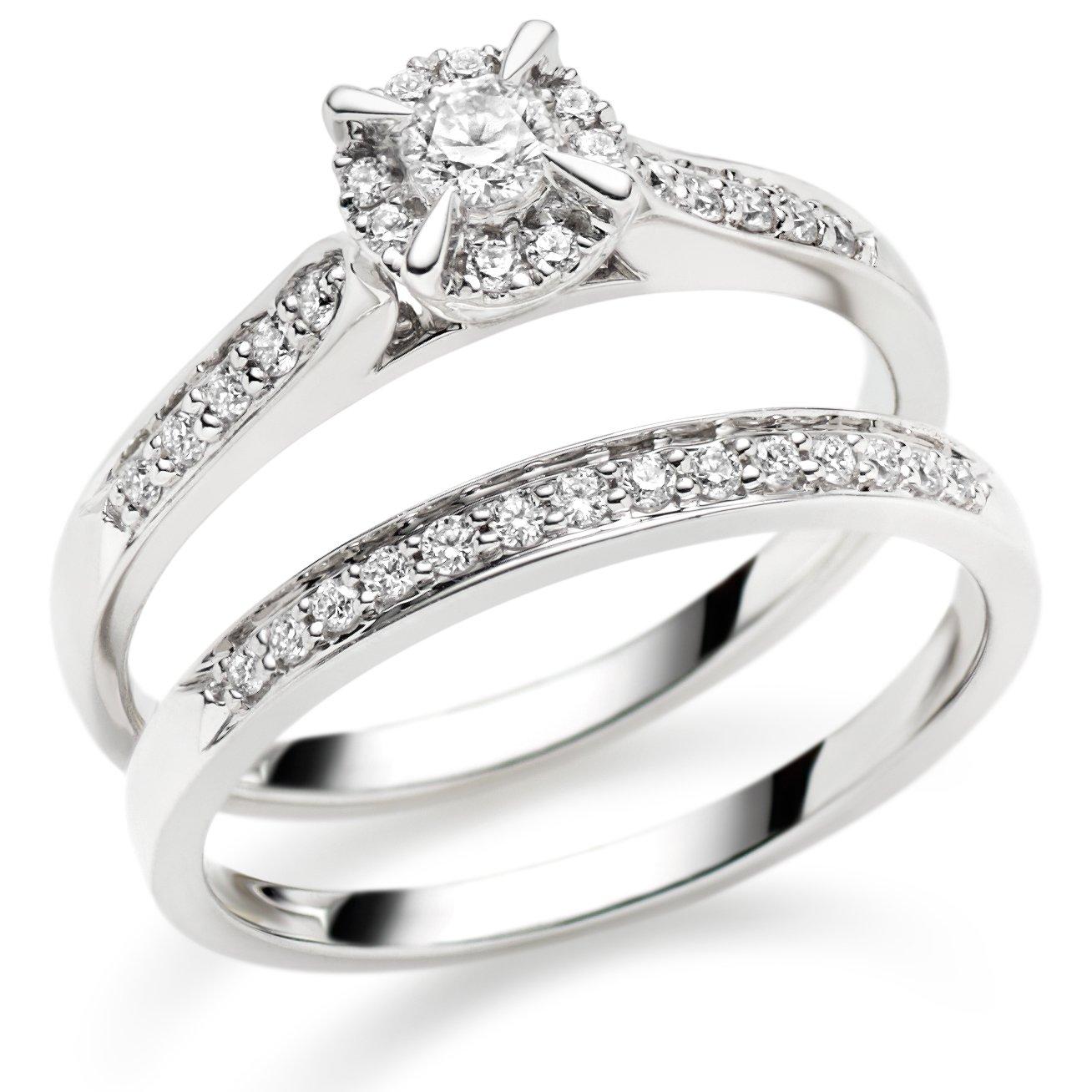 18ct white gold diamond bridal deals 2 ring set 1.00 ct