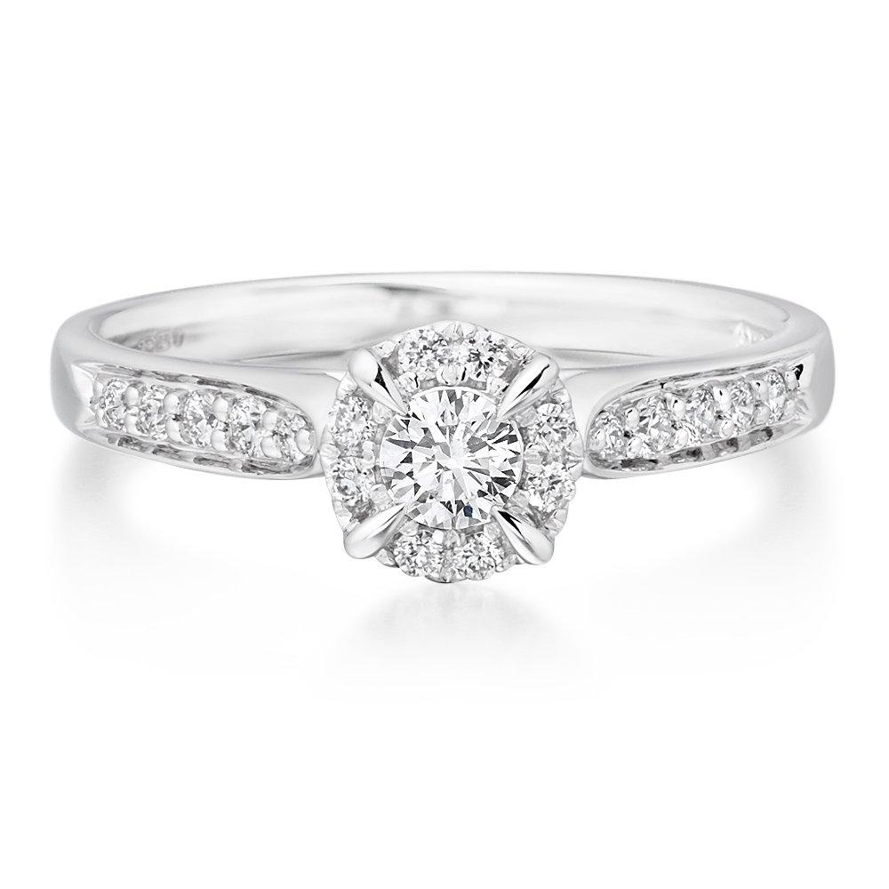18ct White Gold Diamond Halo Ring | 0000217 | Beaverbrooks the Jewellers