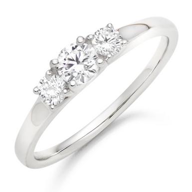18ct White Gold Diamond Three Stone Ring | 0005525 | Beaverbrooks the ...