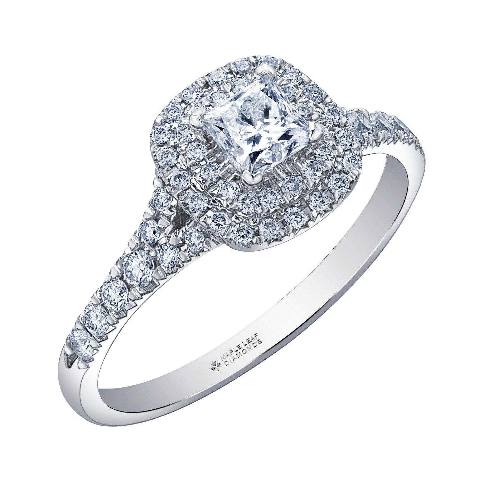 18ct white gold 1.25 ct deals diamond double halo princess ring