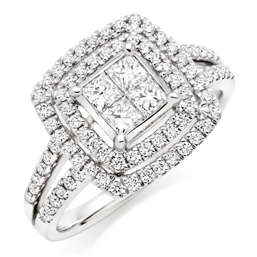 18ct White Gold Diamond Halo Ring | 0009876 | Beaverbrooks the Jewellers