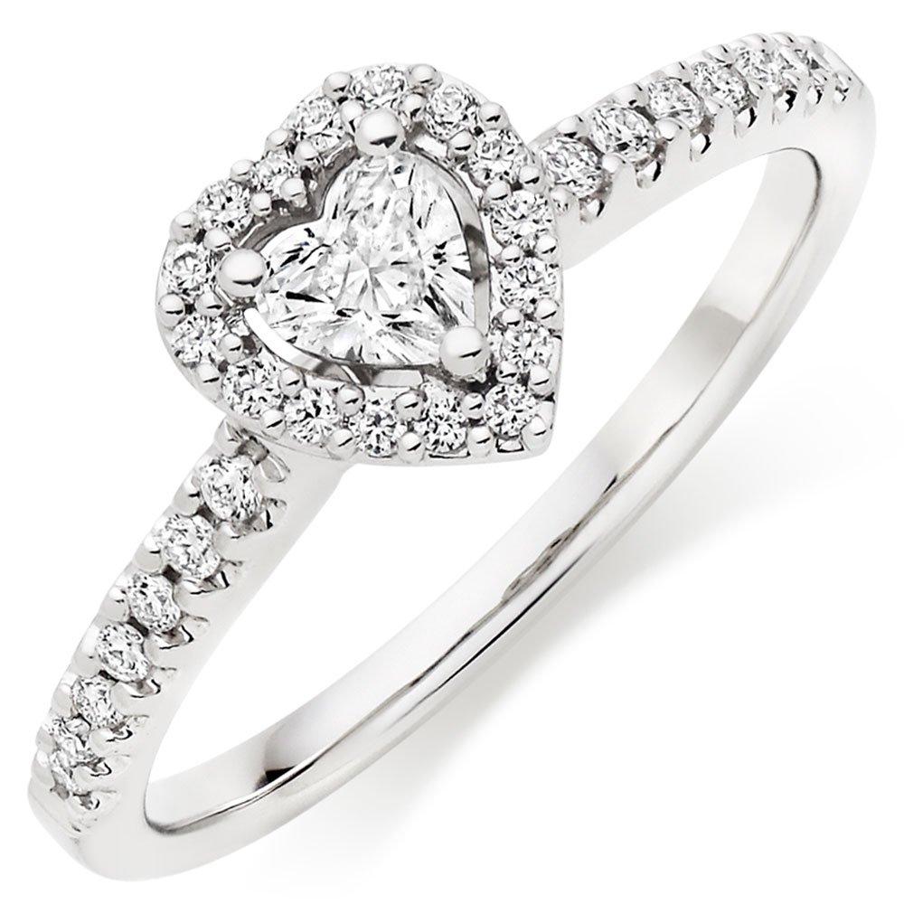 18ct White Gold Diamond Heart Shaped Halo Ring | 0011844