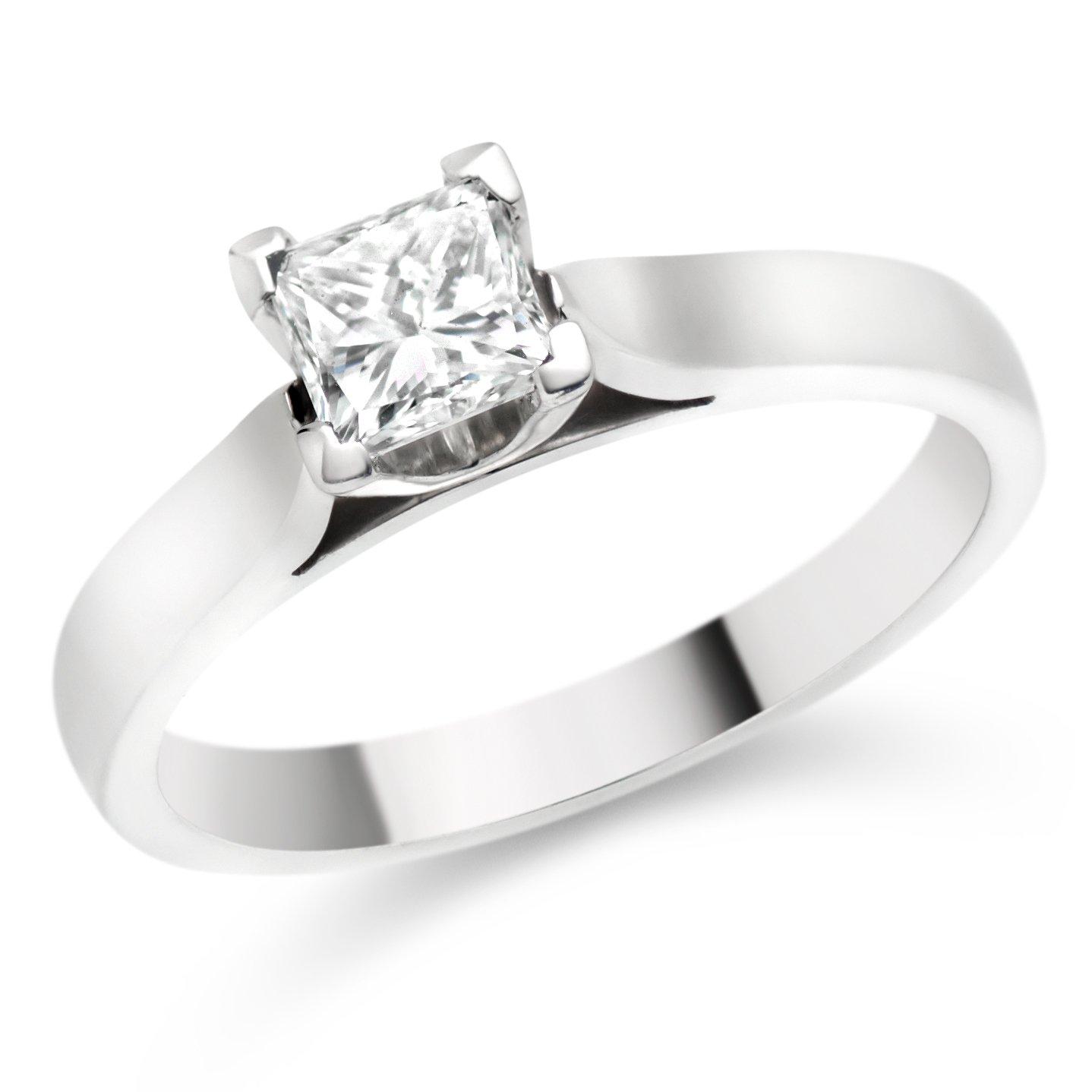 Platinum Diamond Princess Cut Solitaire Ring