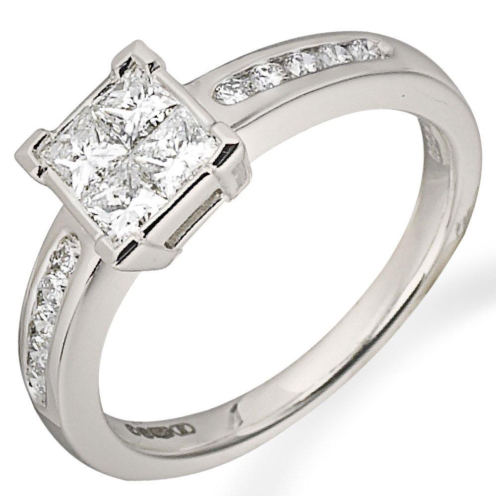 Platinum Diamond Princess Cut Cluster Ring 0000275