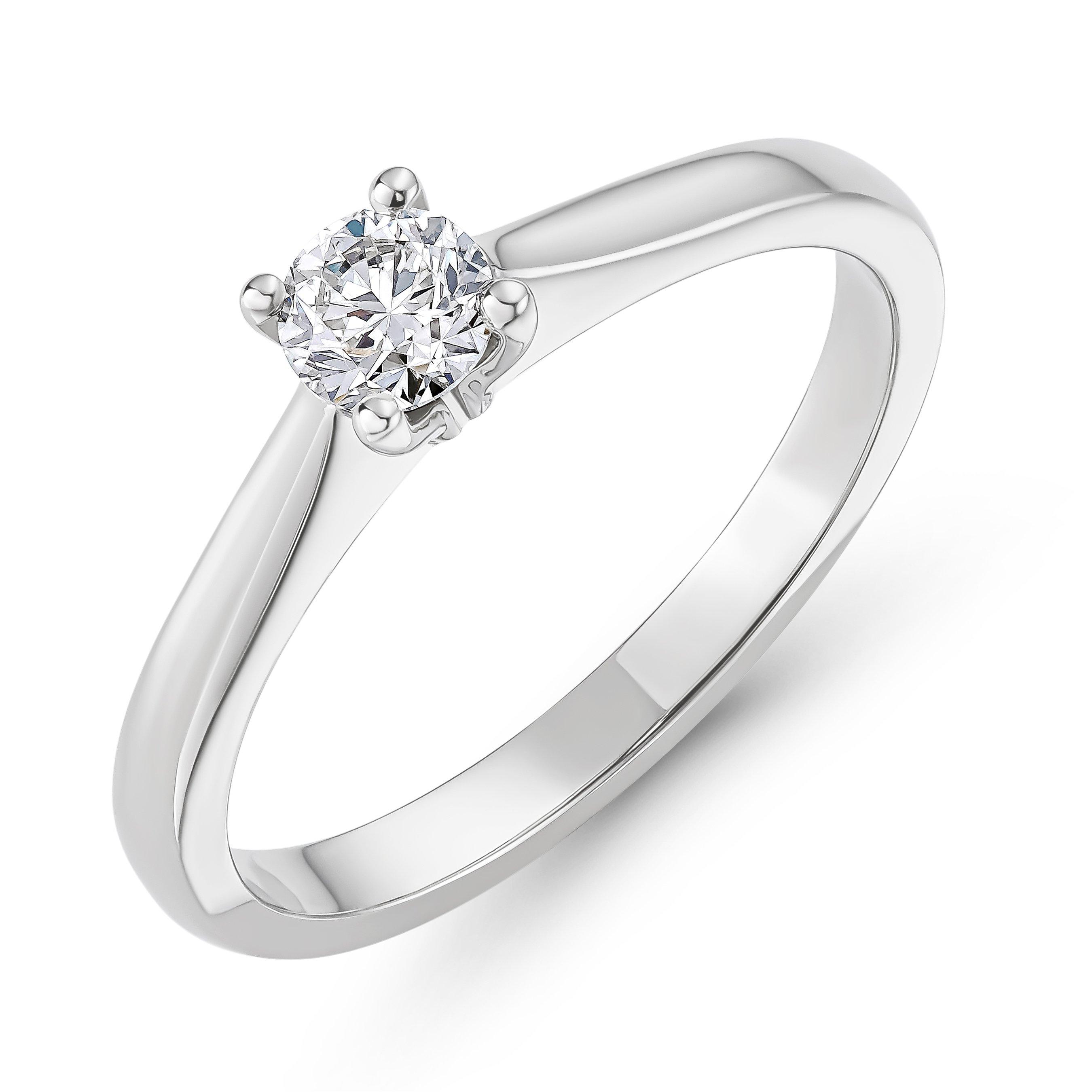 Beaverbrooks Women's Platinum Diamond Solitaire Ring, Diamond Carat 0.24 Colour G, Clarity SI1, Ring Size L.5