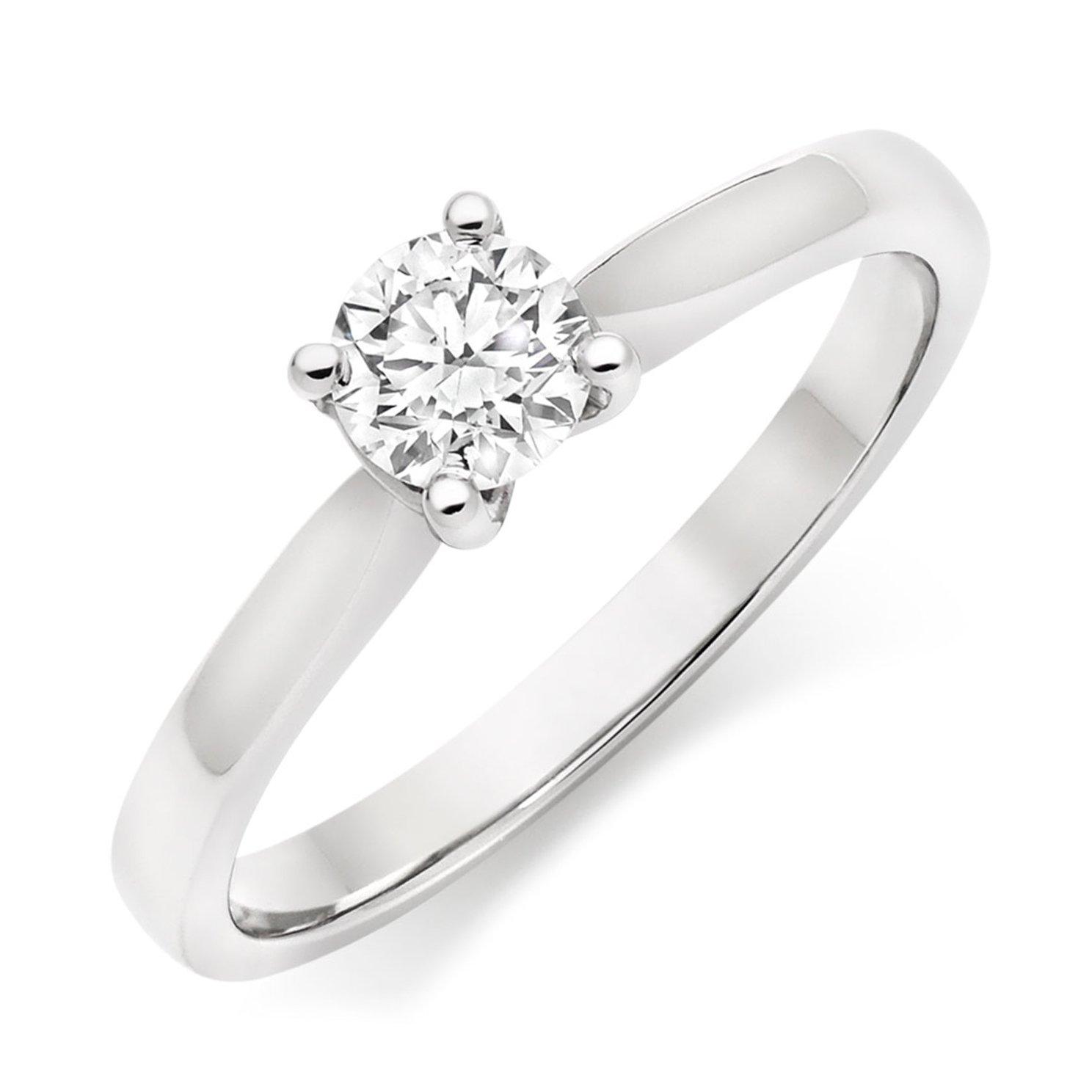 Beaverbrooks Women's Platinum Diamond Solitaire Ring, Diamond Carat 0.35 Colour G, Clarity SI1, Ring Size L