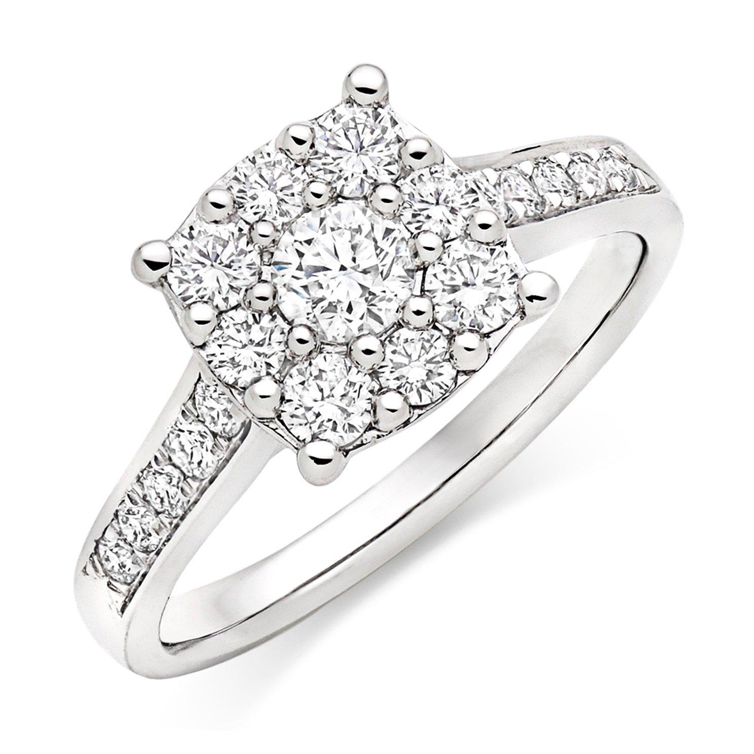 Platinum Diamond Cluster Engagement Ring
